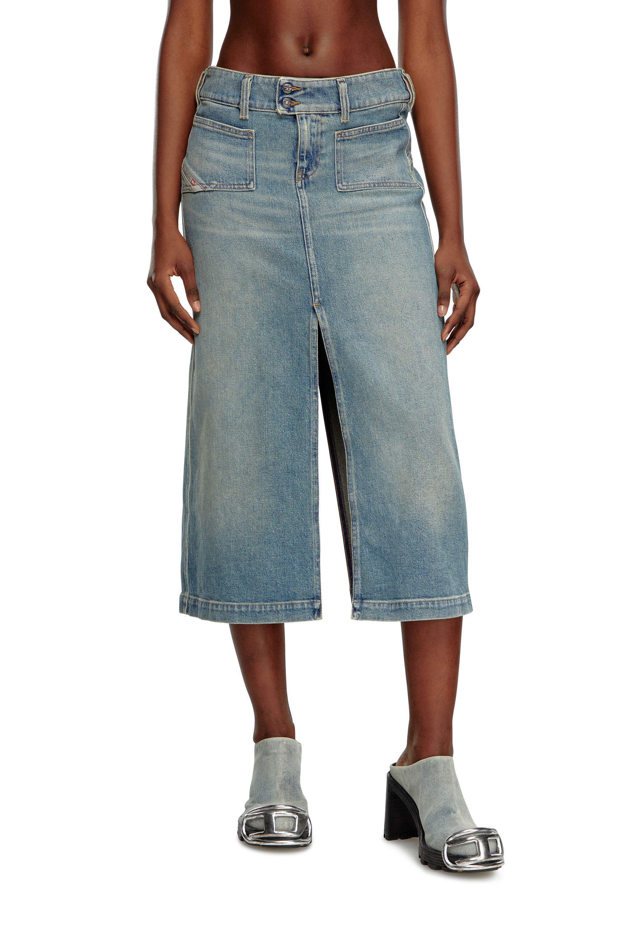 Mid calf denim skirt uk shop
