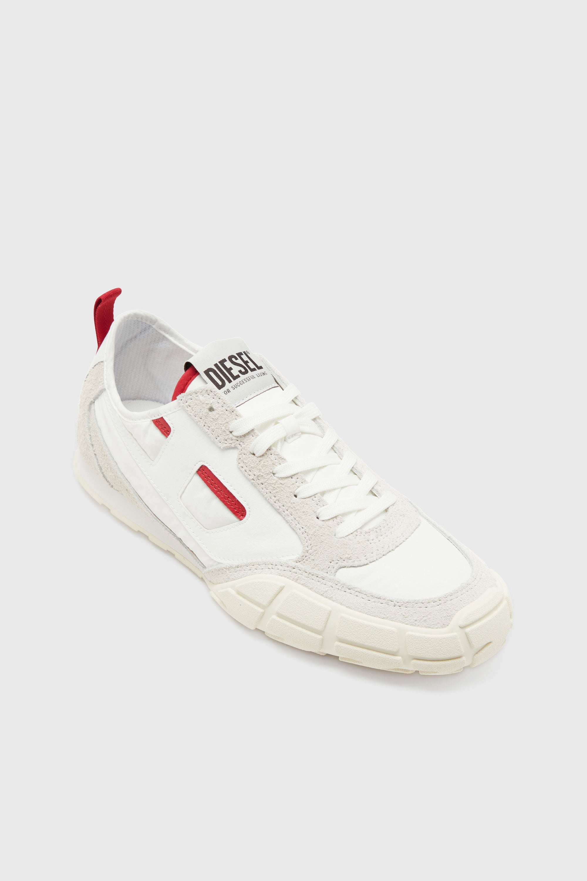 Diesel - S-PAGODHA LOW, Man's S-Pagodha-Sneakers in leather, suede and ripstop in White/Red - 6