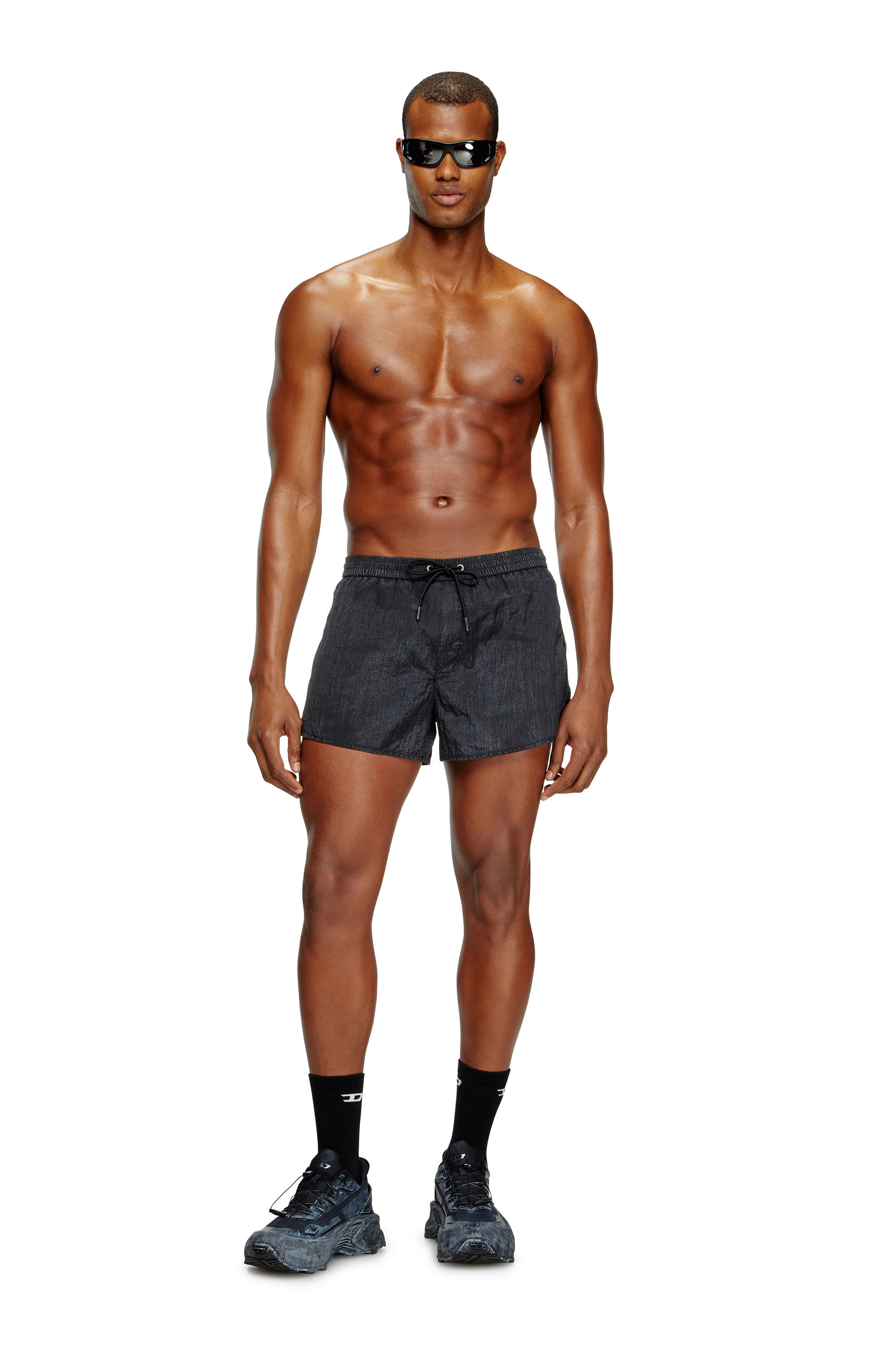 Diesel - OLIVER-30-D-POP, Man's Swim shorts in treated ripstop in Black - 2