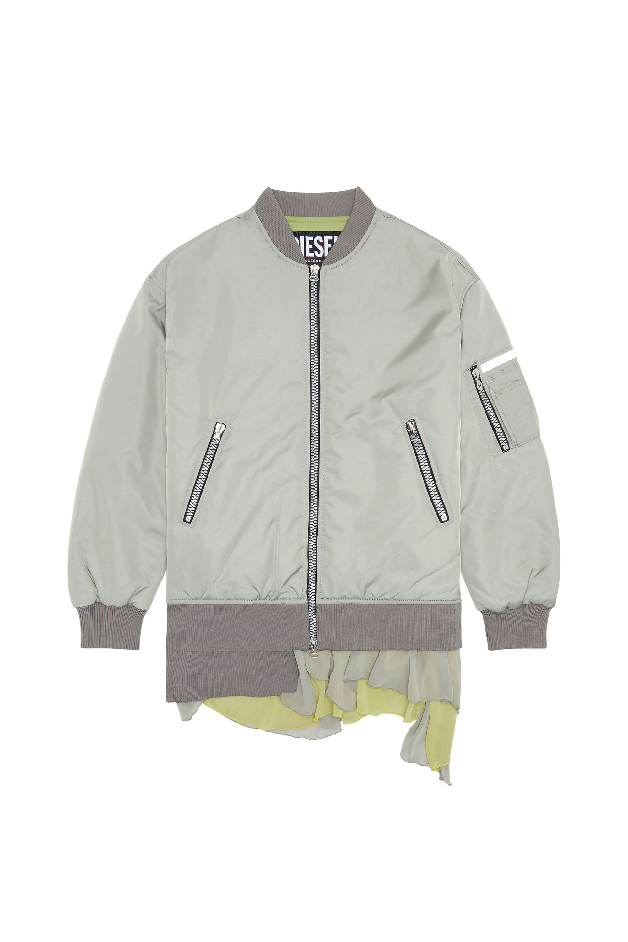 Iridescent bomber jacket top