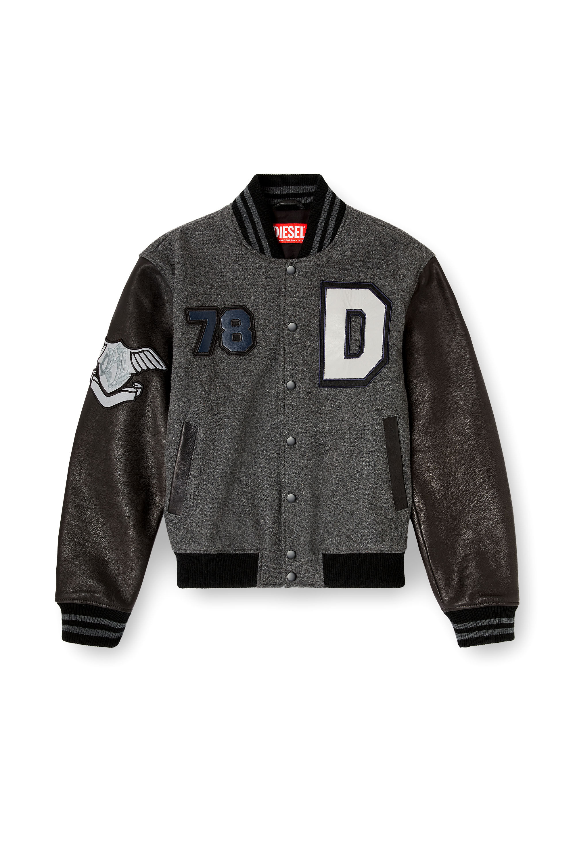 ジャケット・アウター DIESEL leather varsity jacket D4D-2 Men's Varsity jacket in wool and leather | Multicolor | Diesel GB