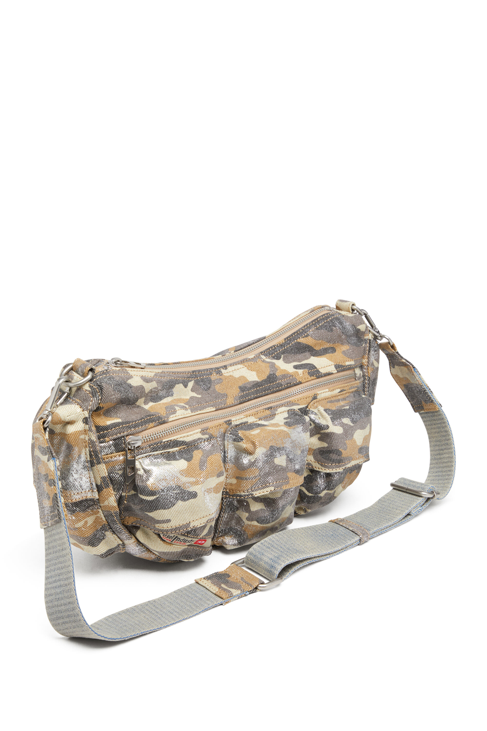 Diesel - MULTI-PKTS SHOULDER BAG X, Woman's Multi-Pkts-Multipocket bag in metallic camo twill in Multicolor/Brown - 2