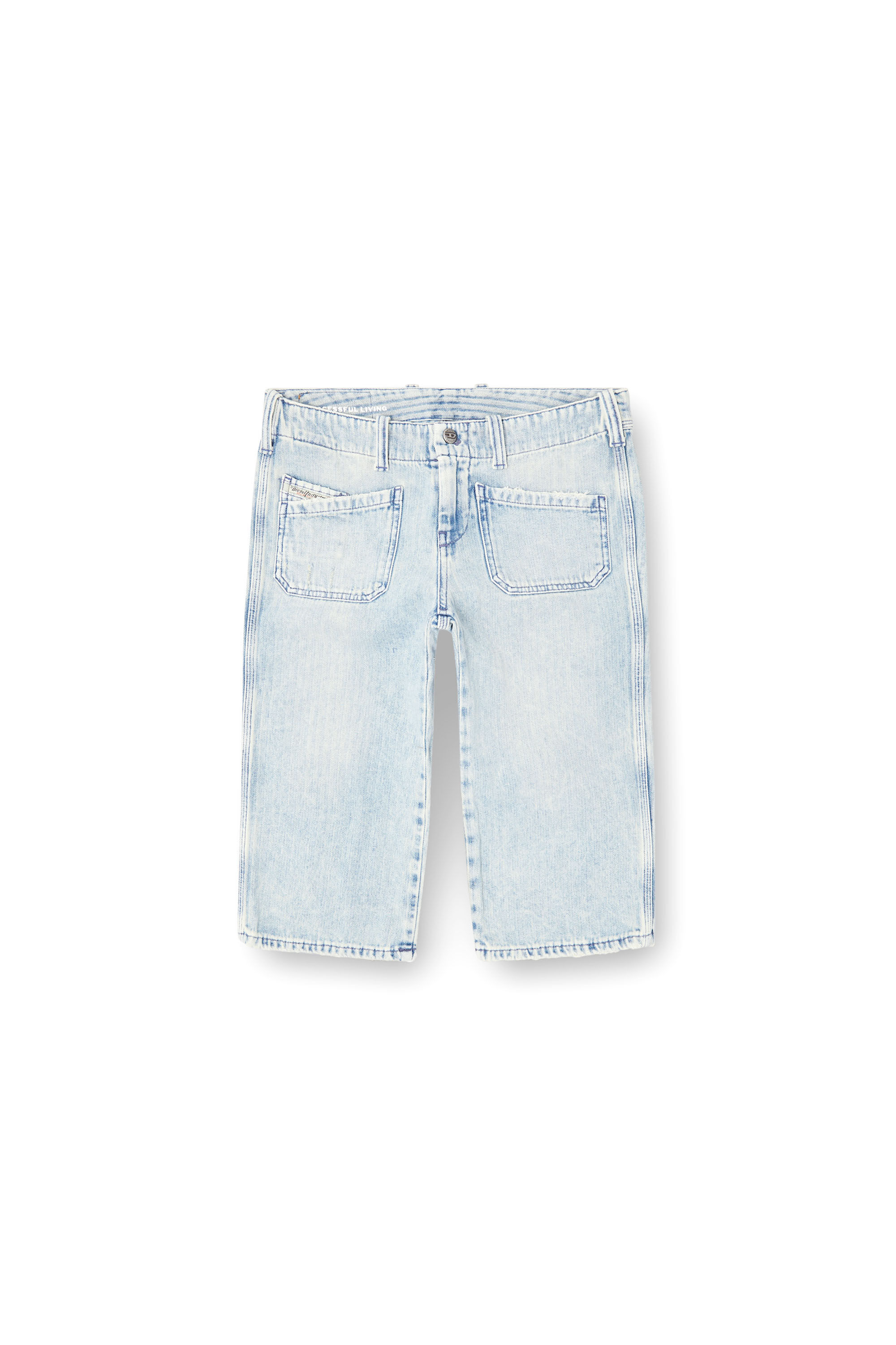 Diesel - DE-KEATE-SHORT, Woman's Capri shorts in herringbone denim in Light Blue - 2