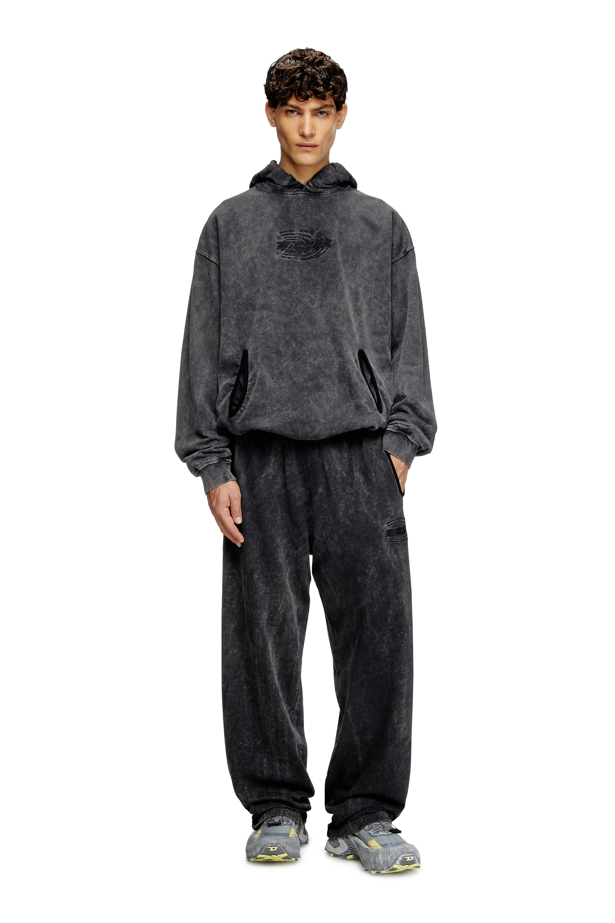 Dark grey washed hoodie top