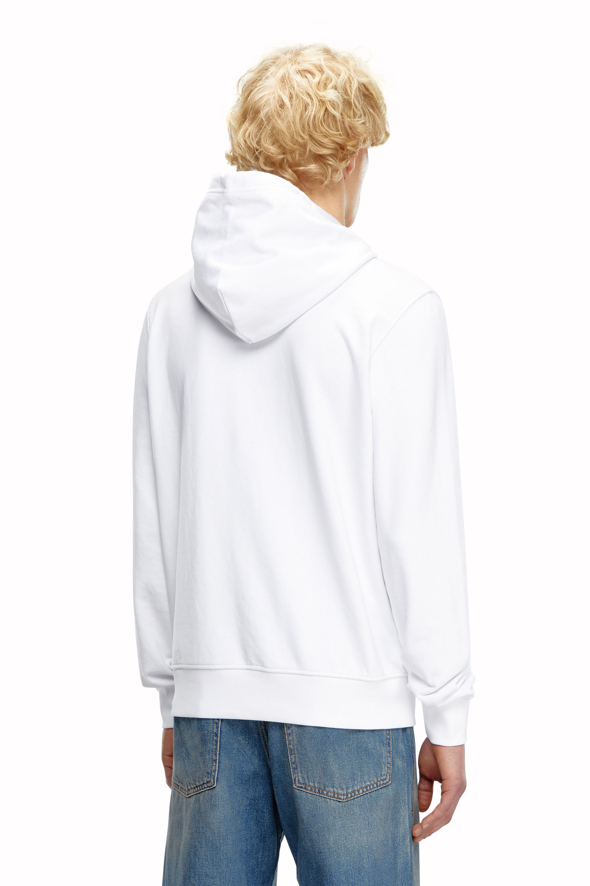 Men s Hoodie with flocked logo White Diesel