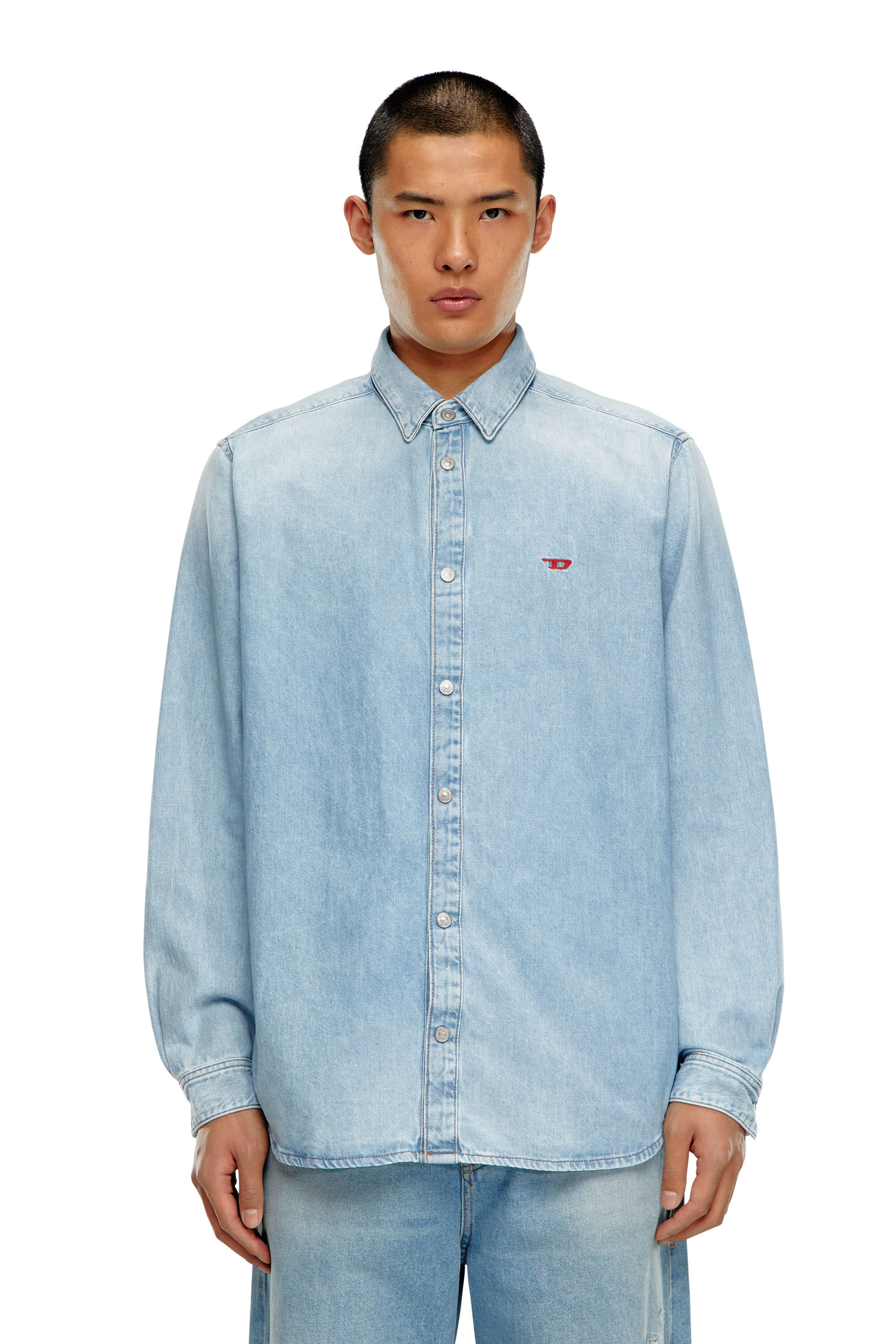 Men s Shirt in denim Light Blue Diesel