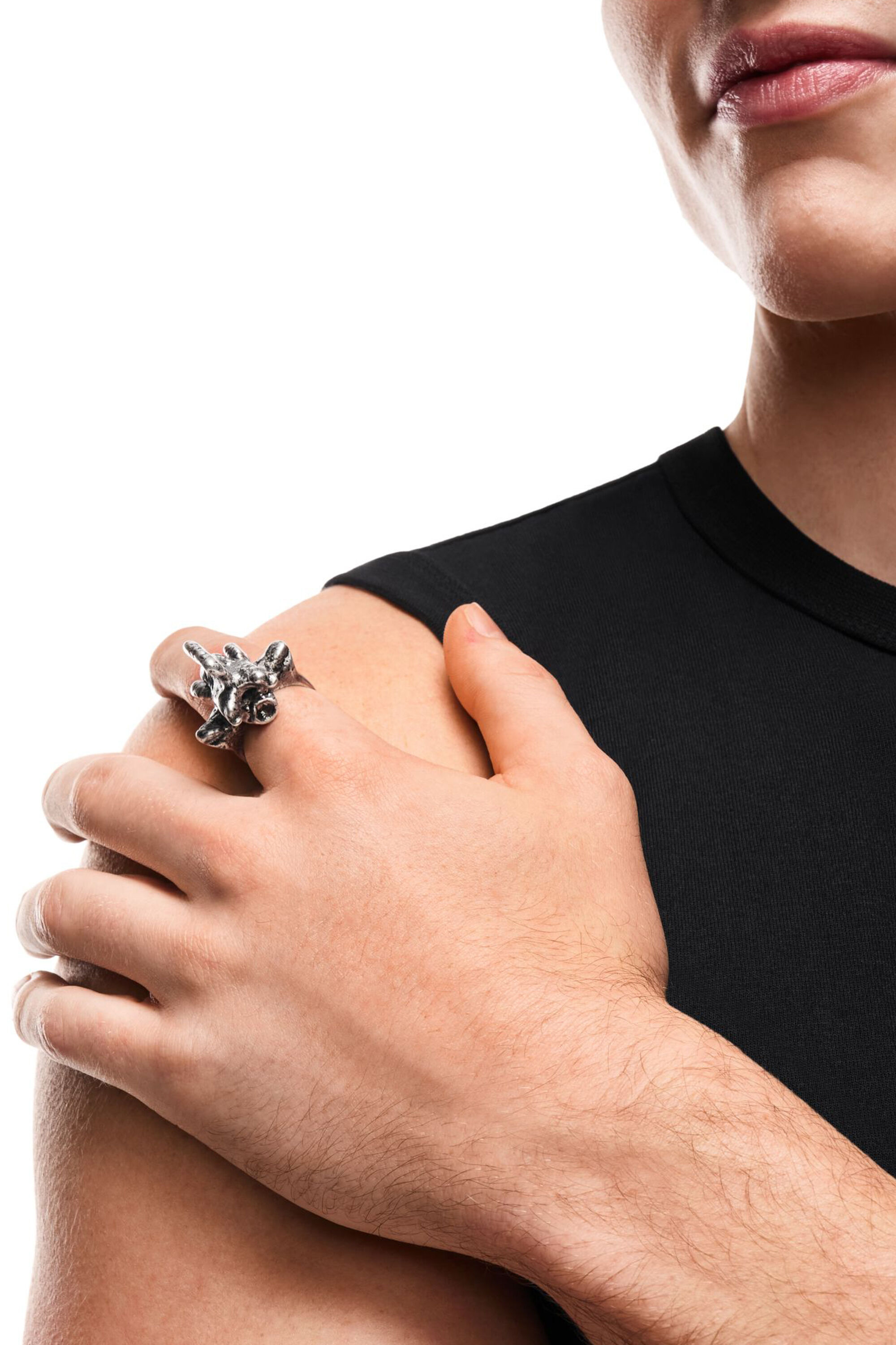 Diesel - DX1708040 JEWELLERY, Unisex's Silver-tone center focal ring in Dark grey - 4