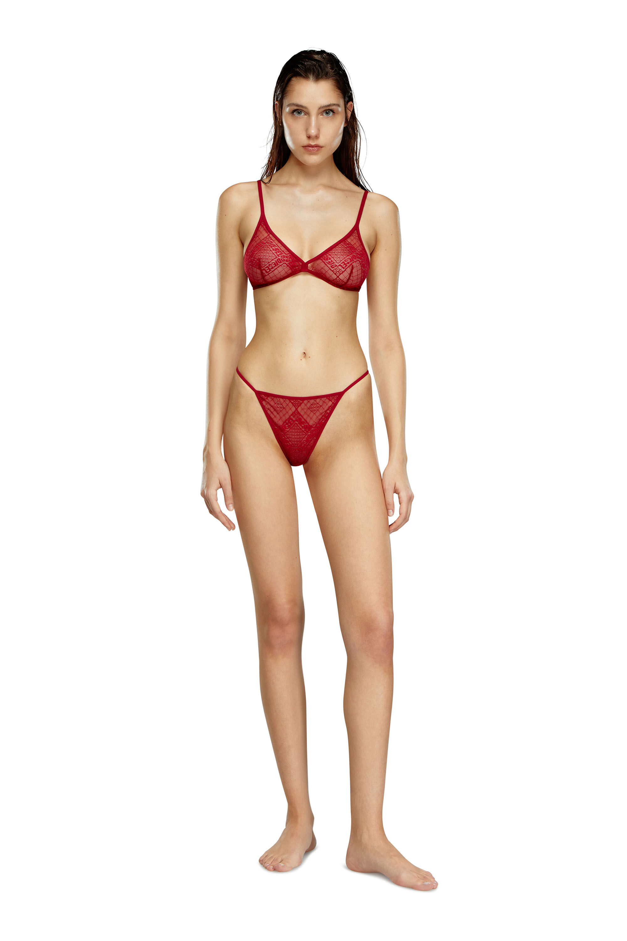 Diesel - UFSB-MUSA, Woman Stretch-lace bralette in Red - Image 1