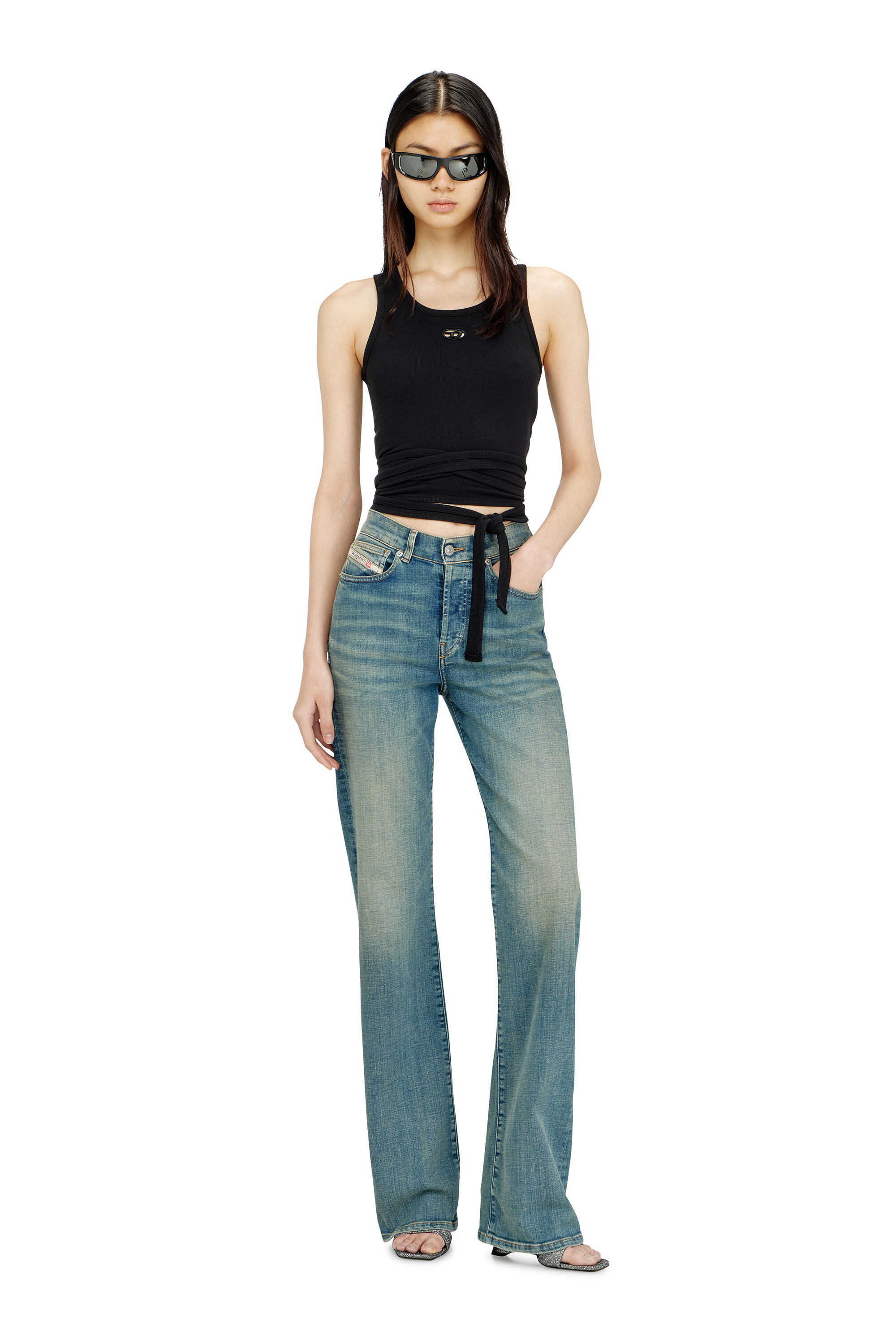 Women's Crop top with wrap-around laces | Black | Diesel