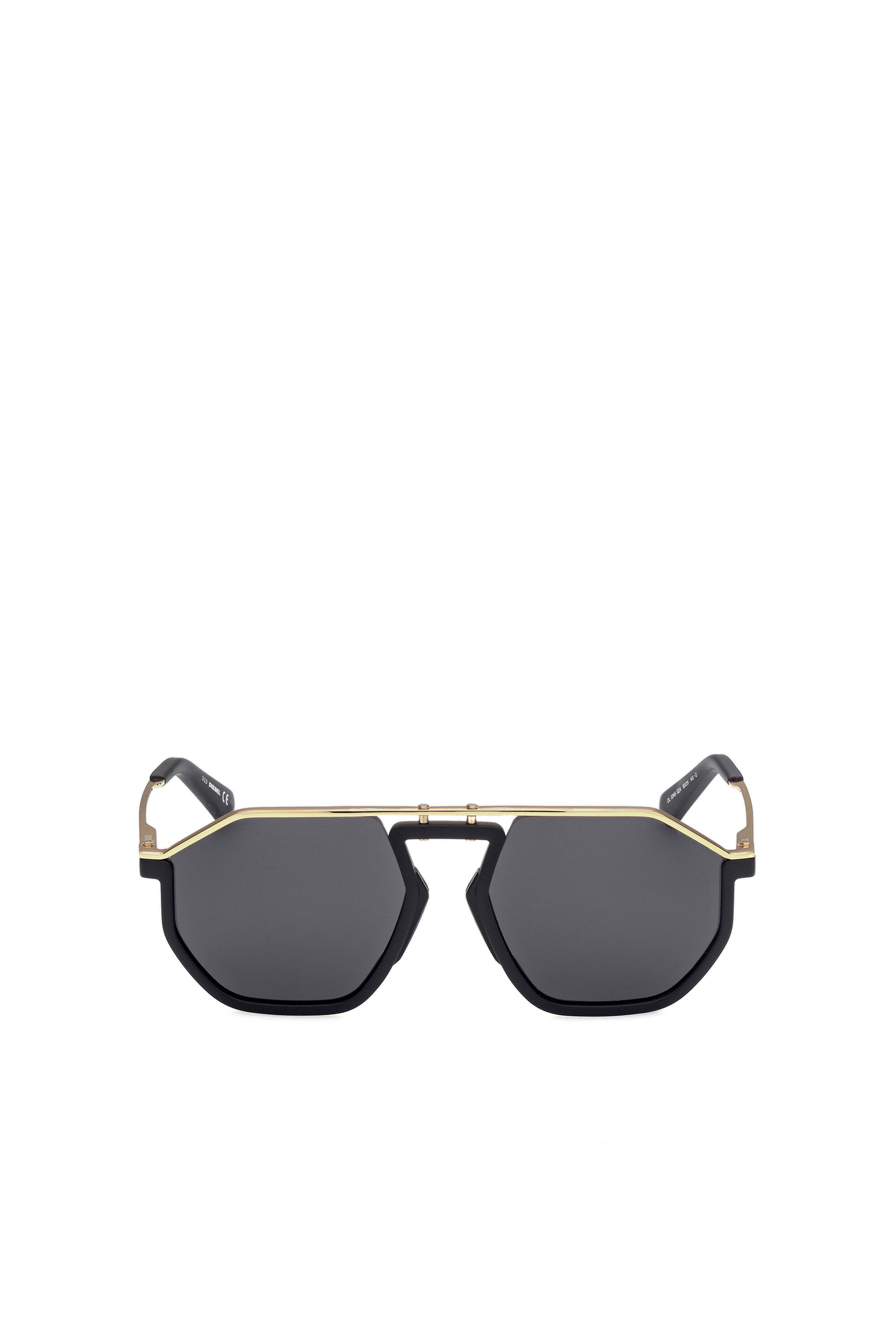 Diesel - DL0346, Unisex's Pilot metal and injection-molded sunglasses in Black/Gold - 1