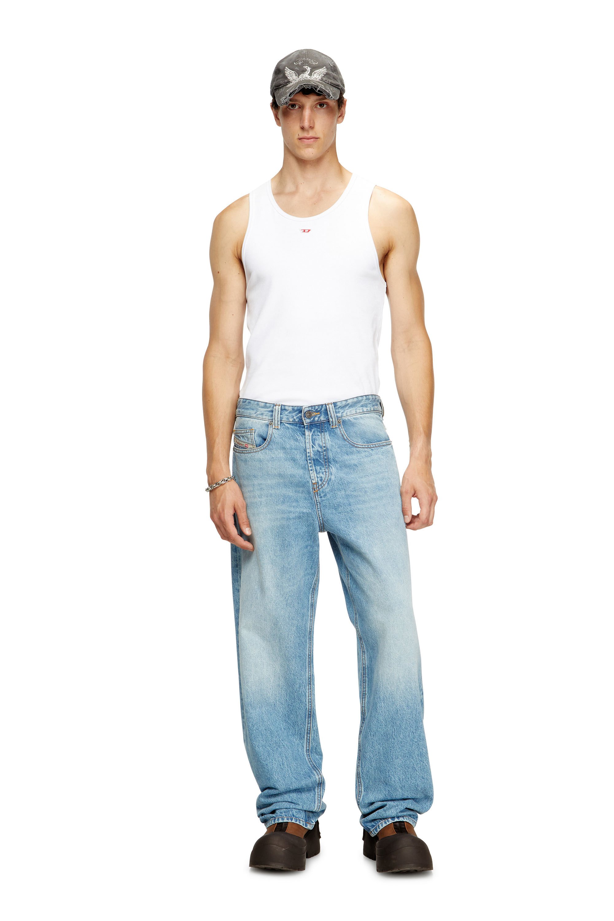 Diesel - T-LIFTY-D, Man's Tank top with mini D logo patch in White - 1