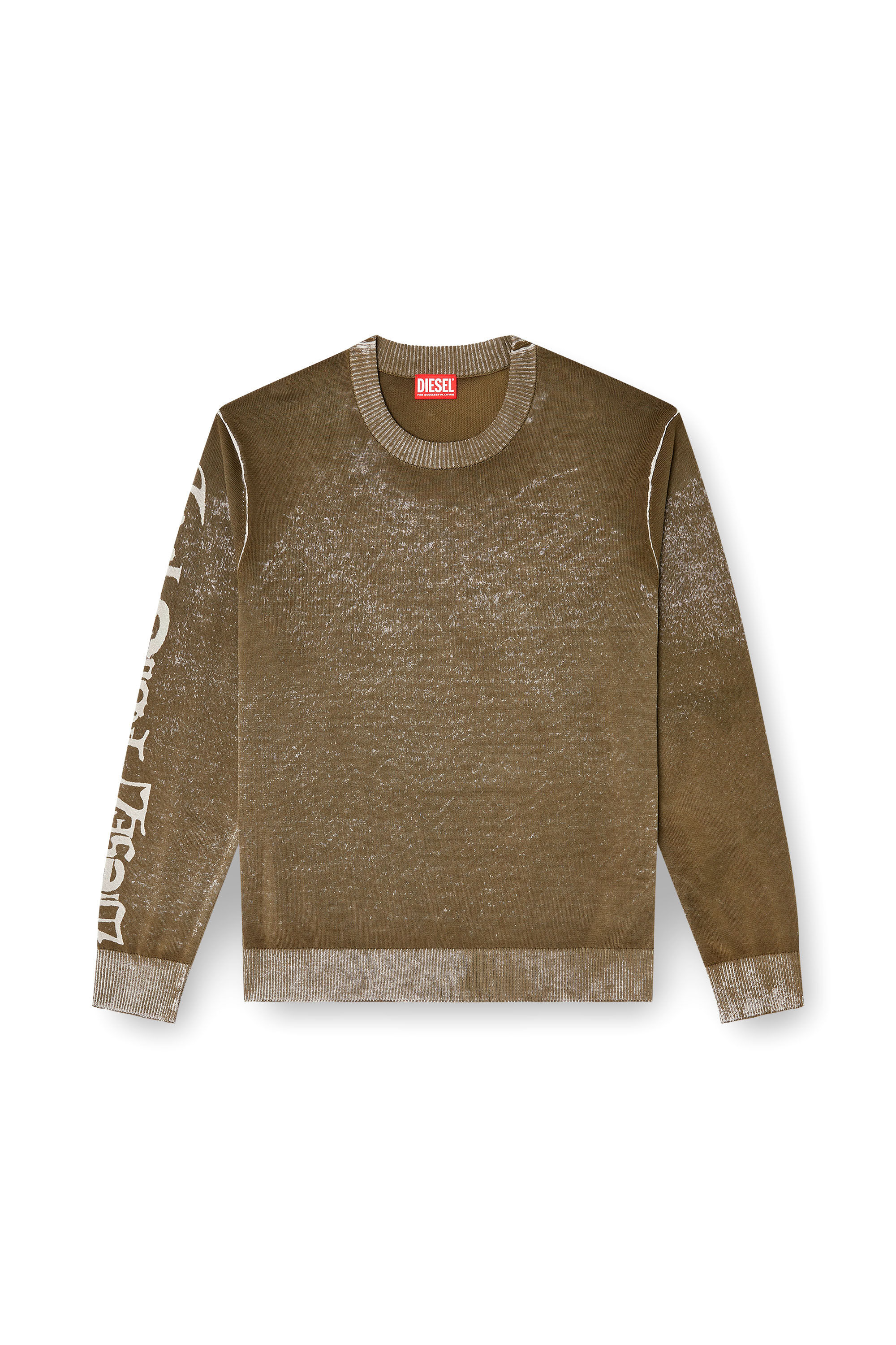 Men's Faded reverse-print jumper with lettering | Green | Diesel