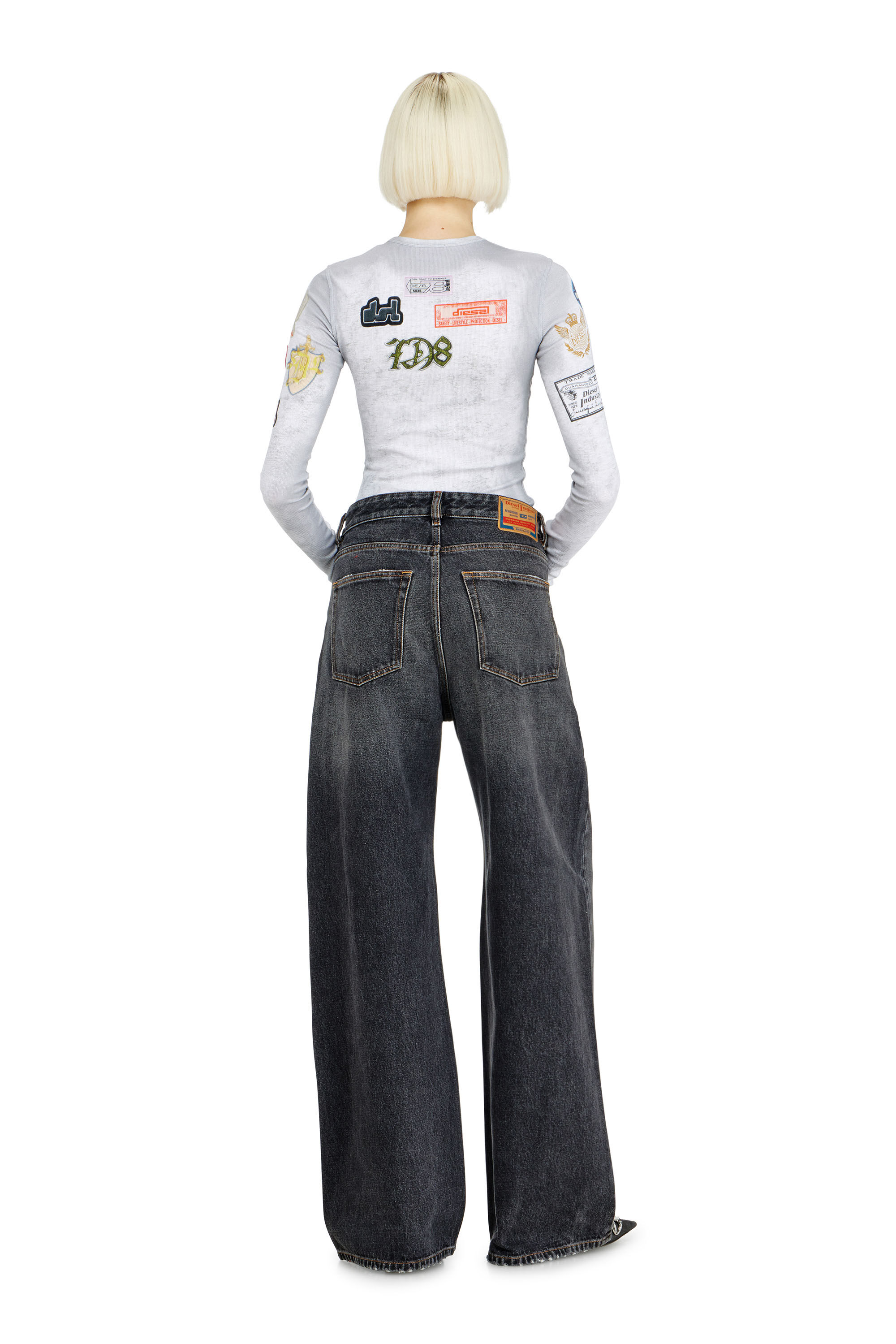 パンツ diesel 1996 D-sire w26 1996 D-Sire Woman: Relaxed Black/Dark grey Baggy Jeans | Diesel