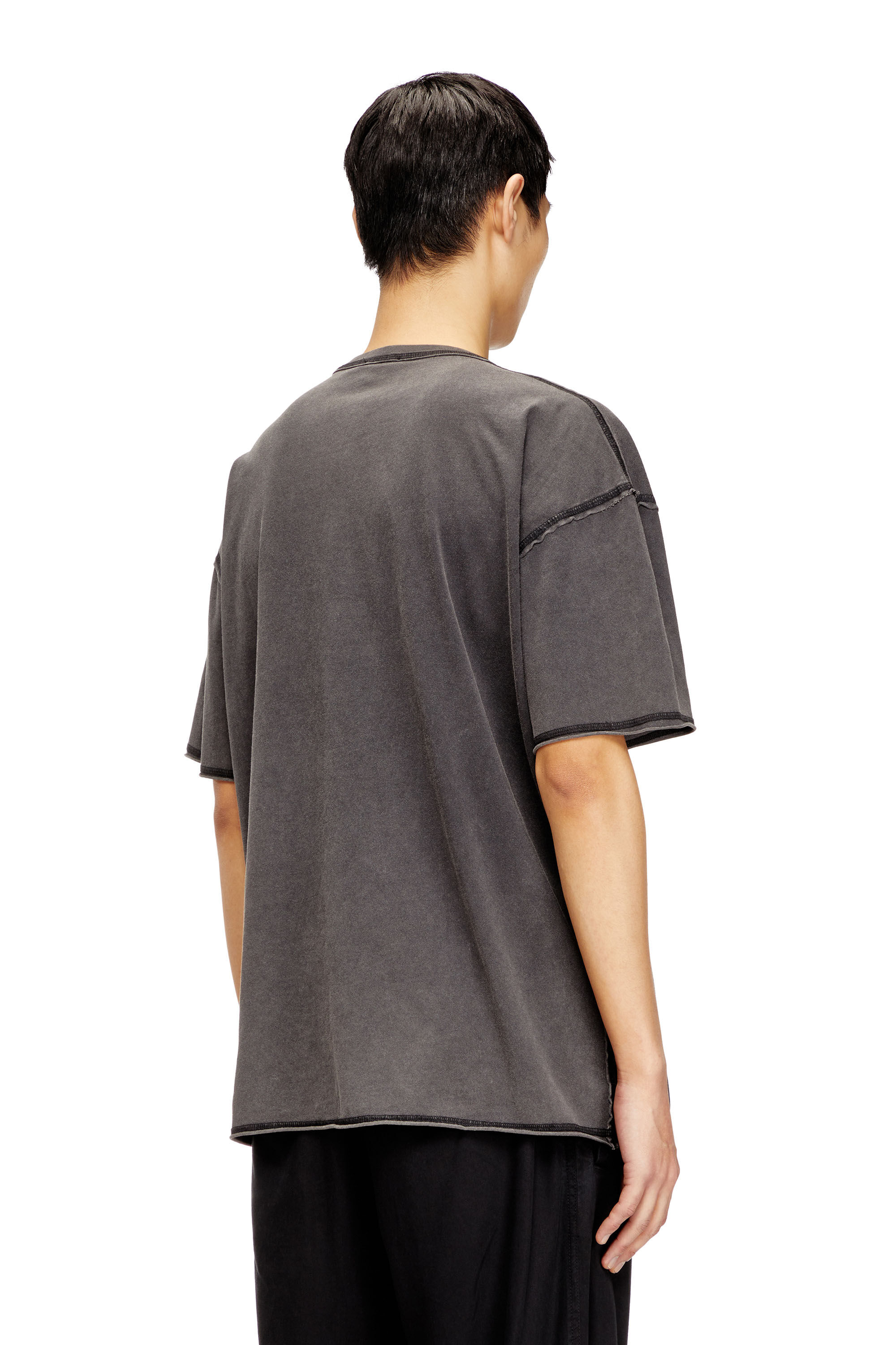 Men's T-shirt with appliqué logo and raw edge | Grey | Diesel