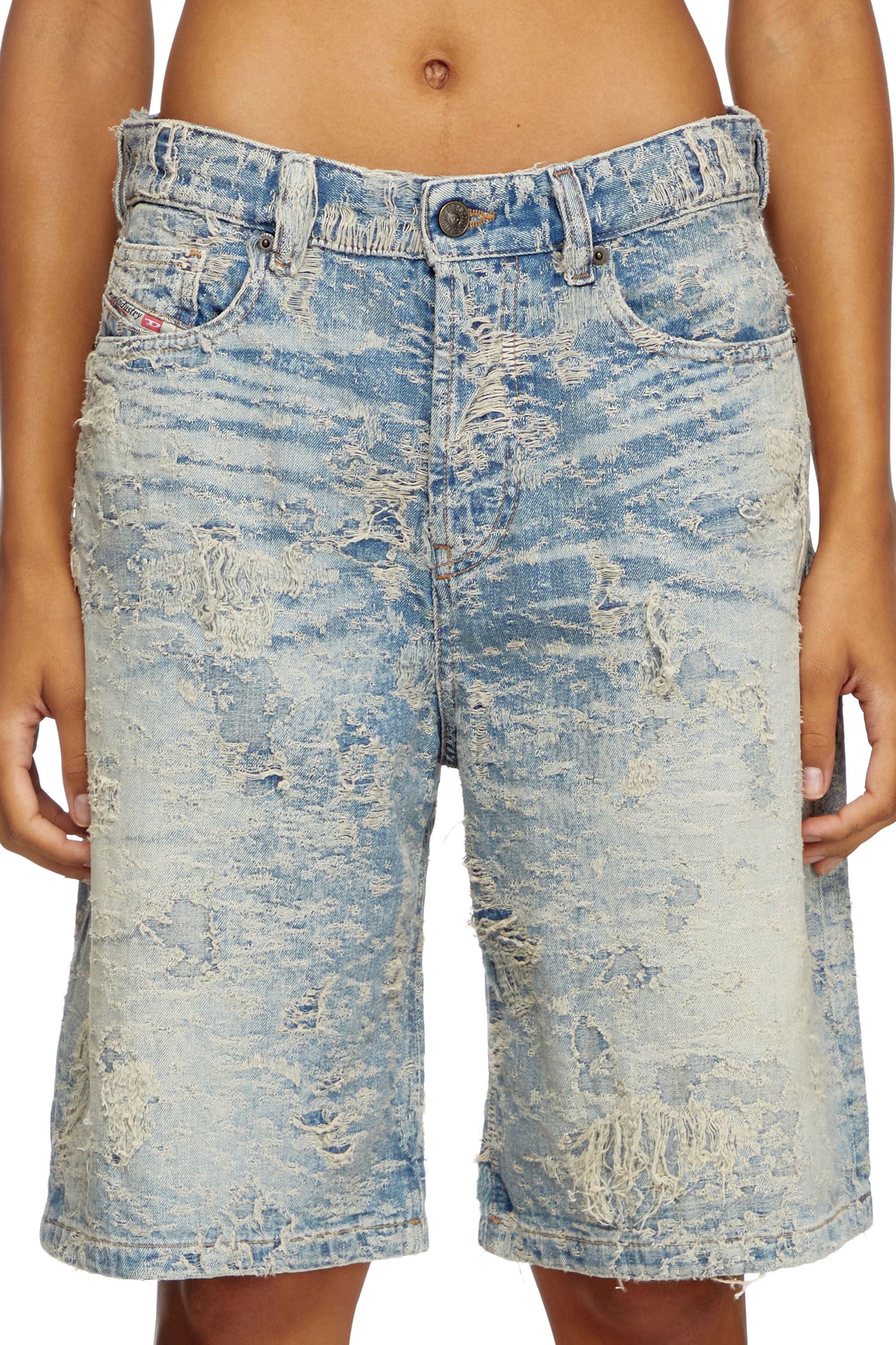 Women s Shorts in dirty jacquard denim Blue Diesel