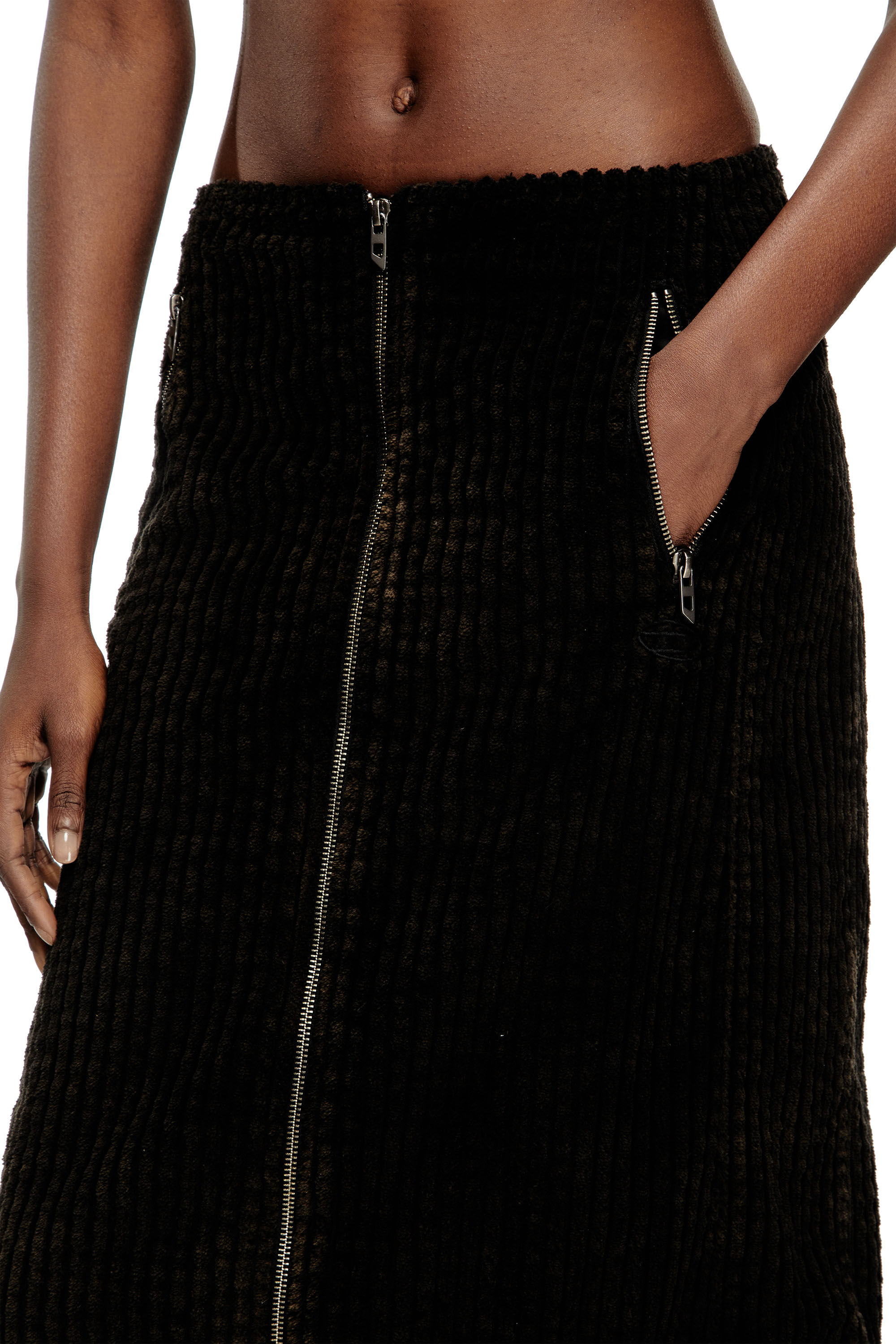 Diesel - O-LLIPOP, Woman's Cotton midi skirt with zipper in null - 5