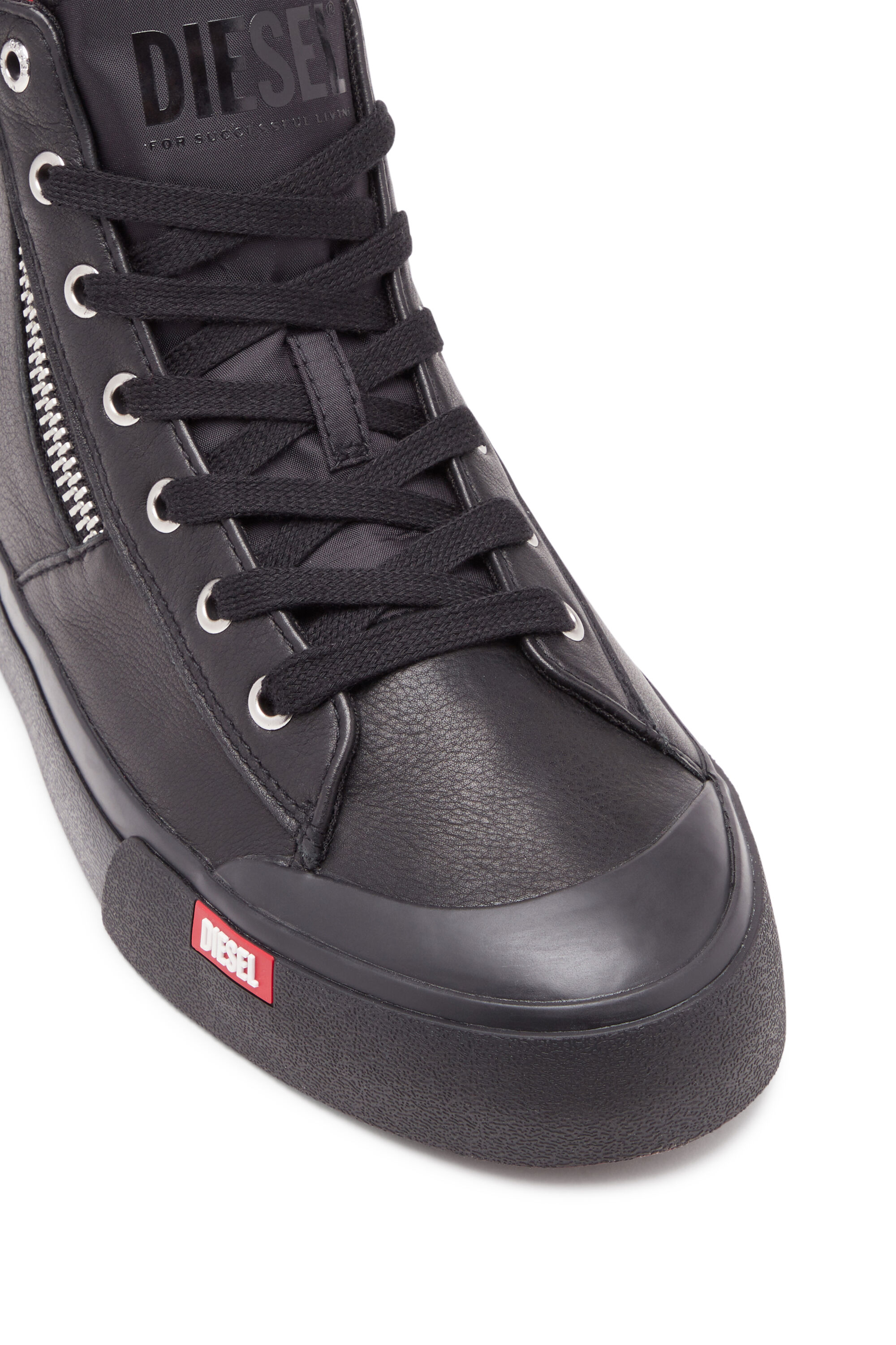 Men s S Athos Zip High top sneakers in premium leather Black Diesel