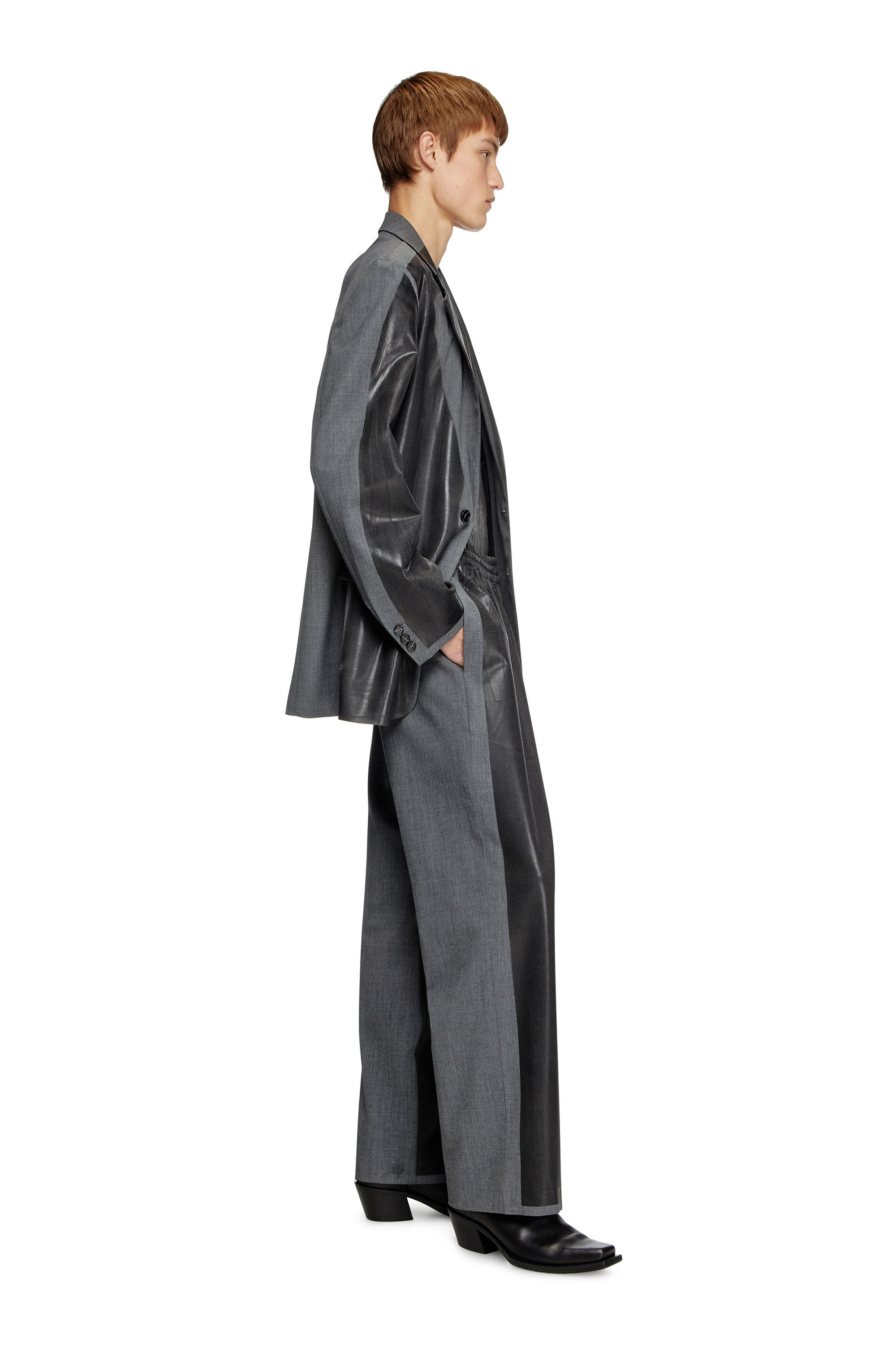 Women s Tailored track pants with coated front Black Diesel