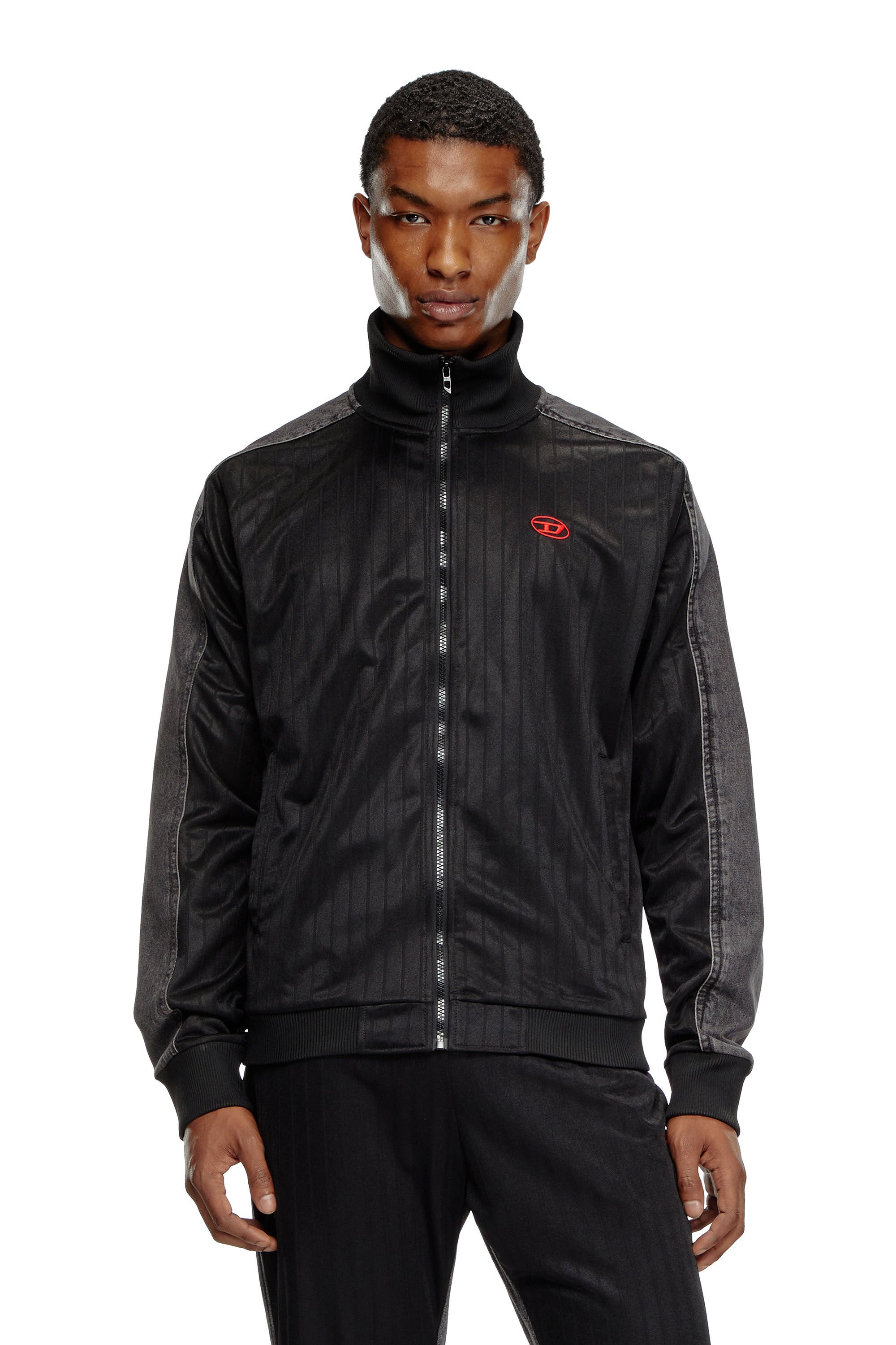 Men s Track jacket in triacetate and denim Black Diesel