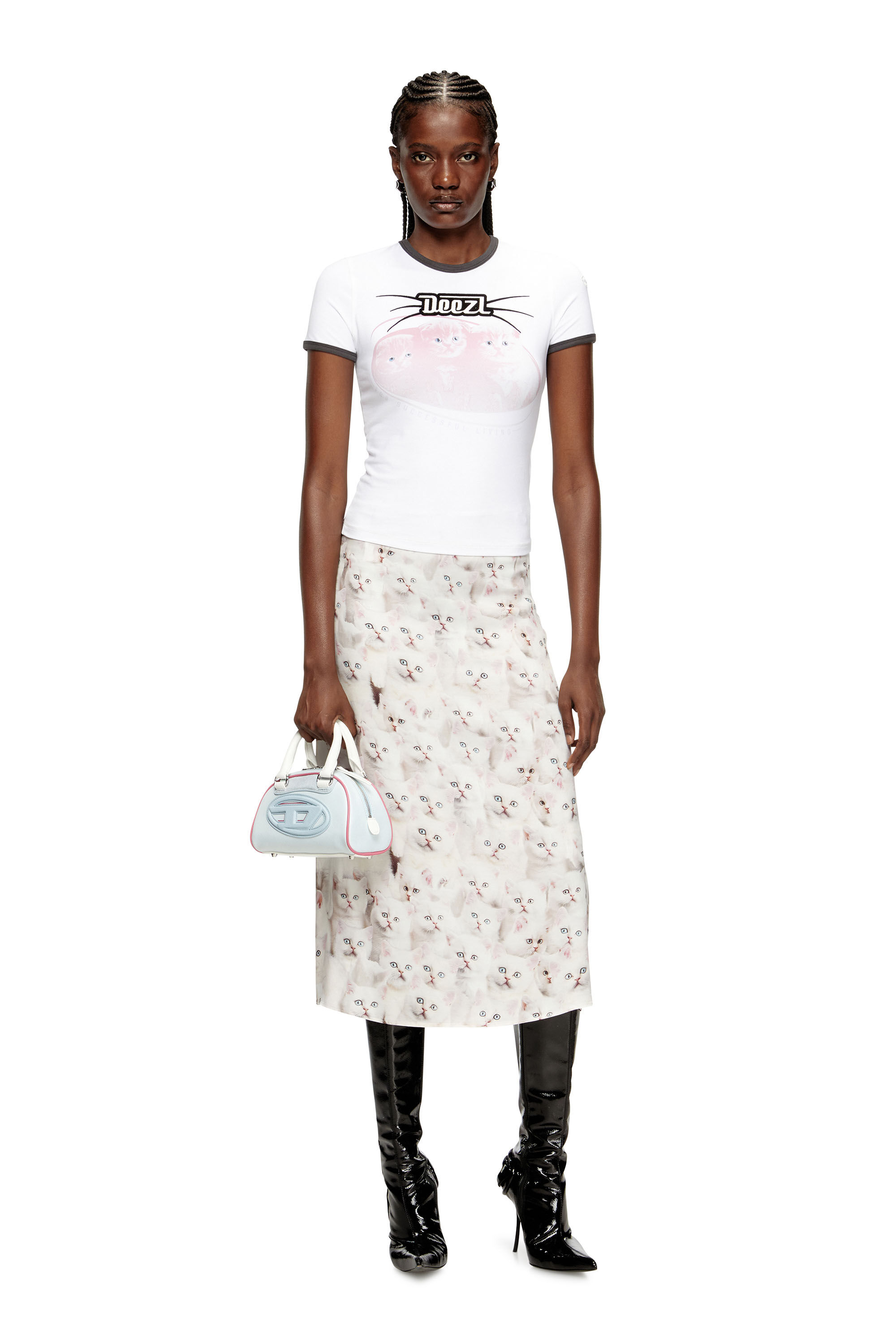 Diesel - O-RCHID-R1, Woman's Midi skirt in viscose with all-over print in null - 1