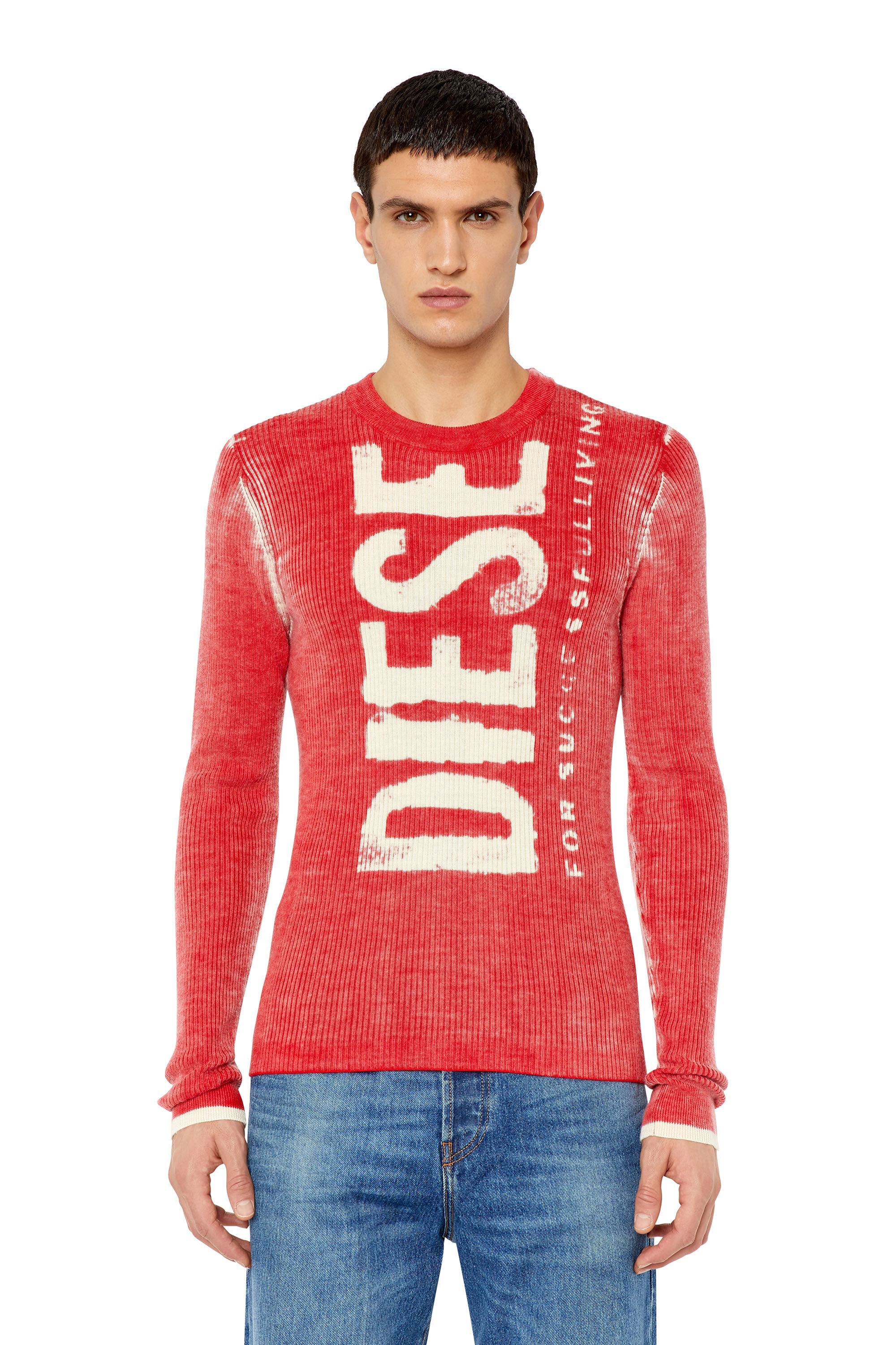 K ATULLUS ROUND Man Wool jumper with bleeding effect logo Diesel