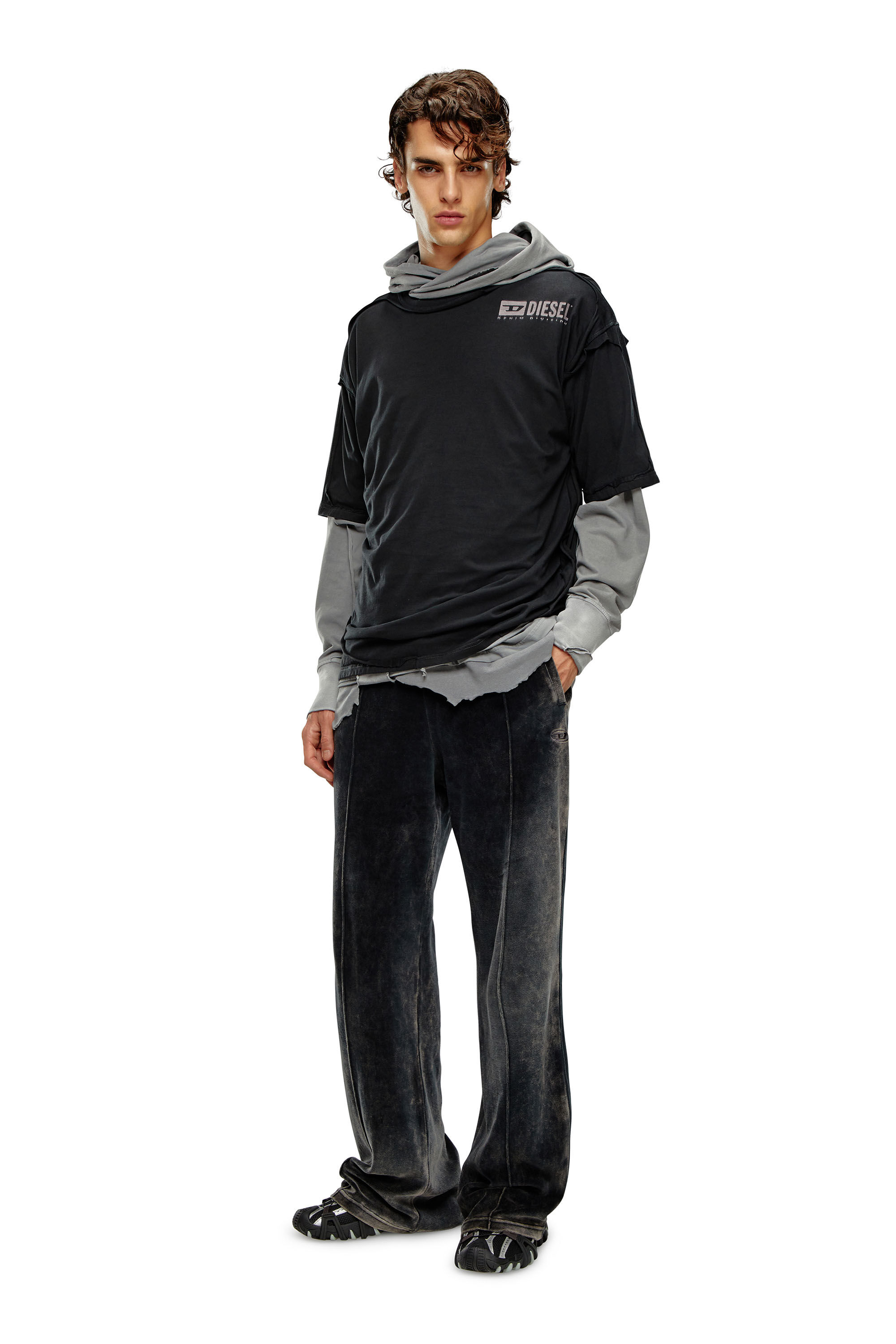 Men s Acid wash chenille wide leg sweatpants P OZAMP Diesel