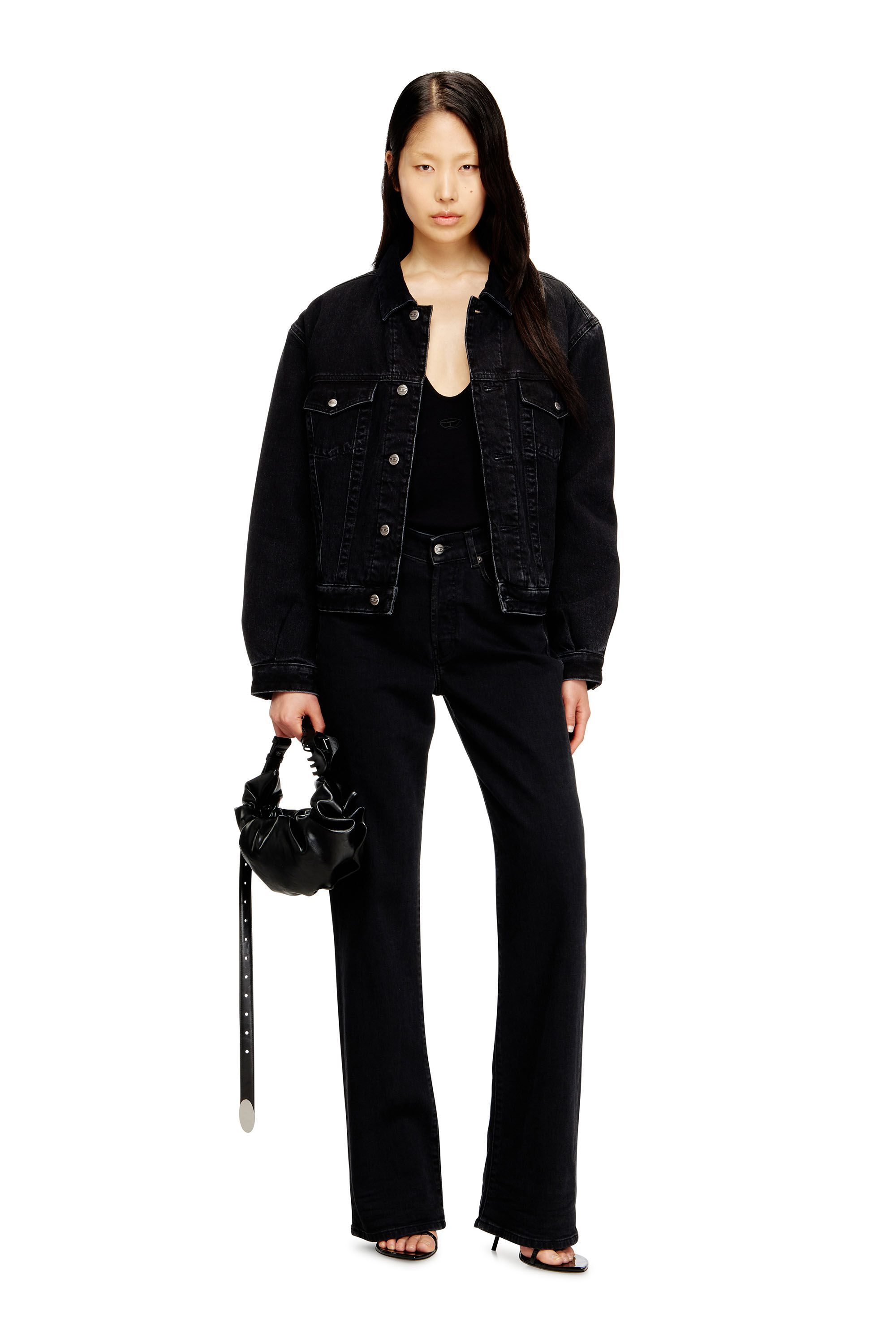 Women's Padded trucker jacket in denim | Black | Diesel