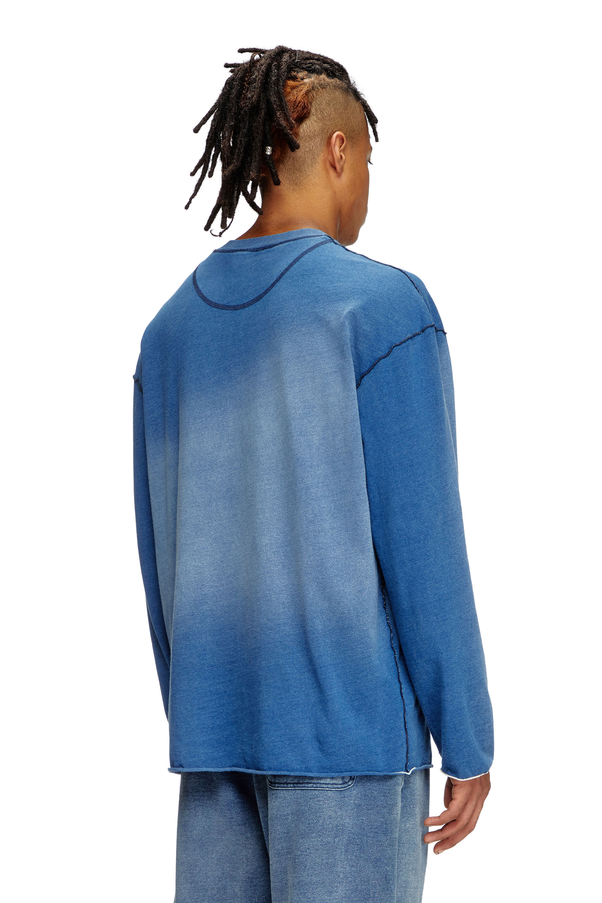 Men's Faded long-sleeve T-shirt with micro logo | Blue | Diesel