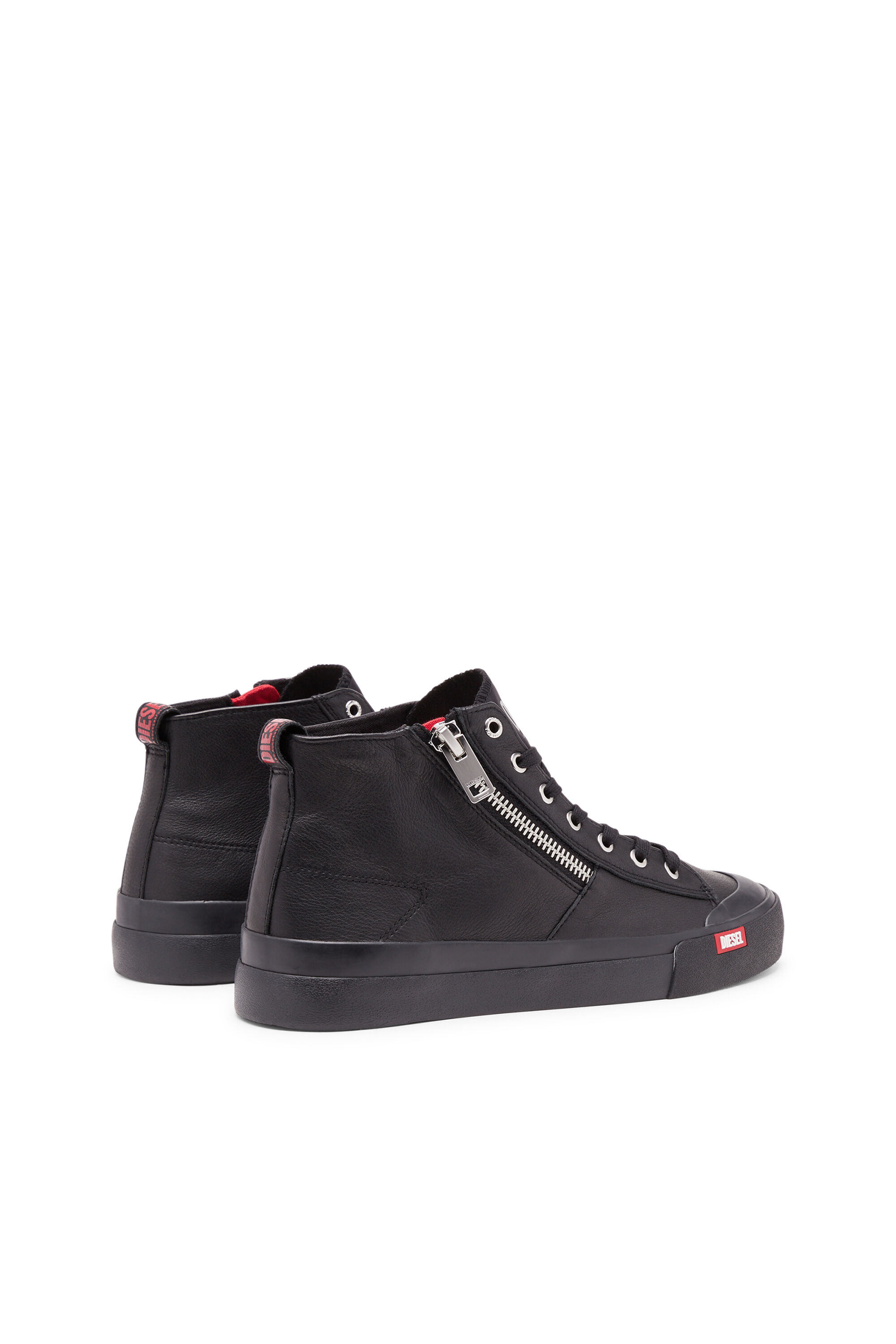 Men s S Athos Zip High top sneakers in premium leather Black Diesel