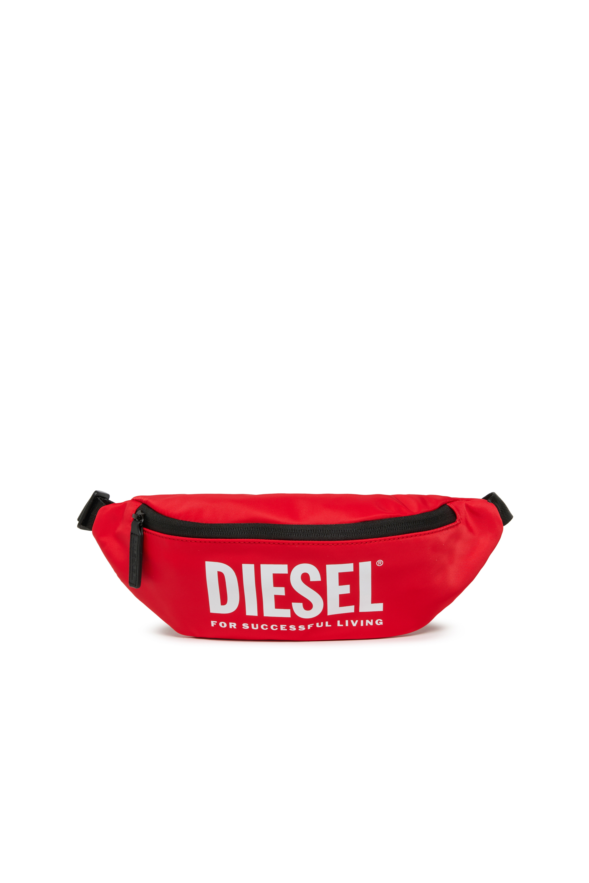Diesel - WARMY, Man's WARMY-Nylon belt bag with logo print in Red - 1