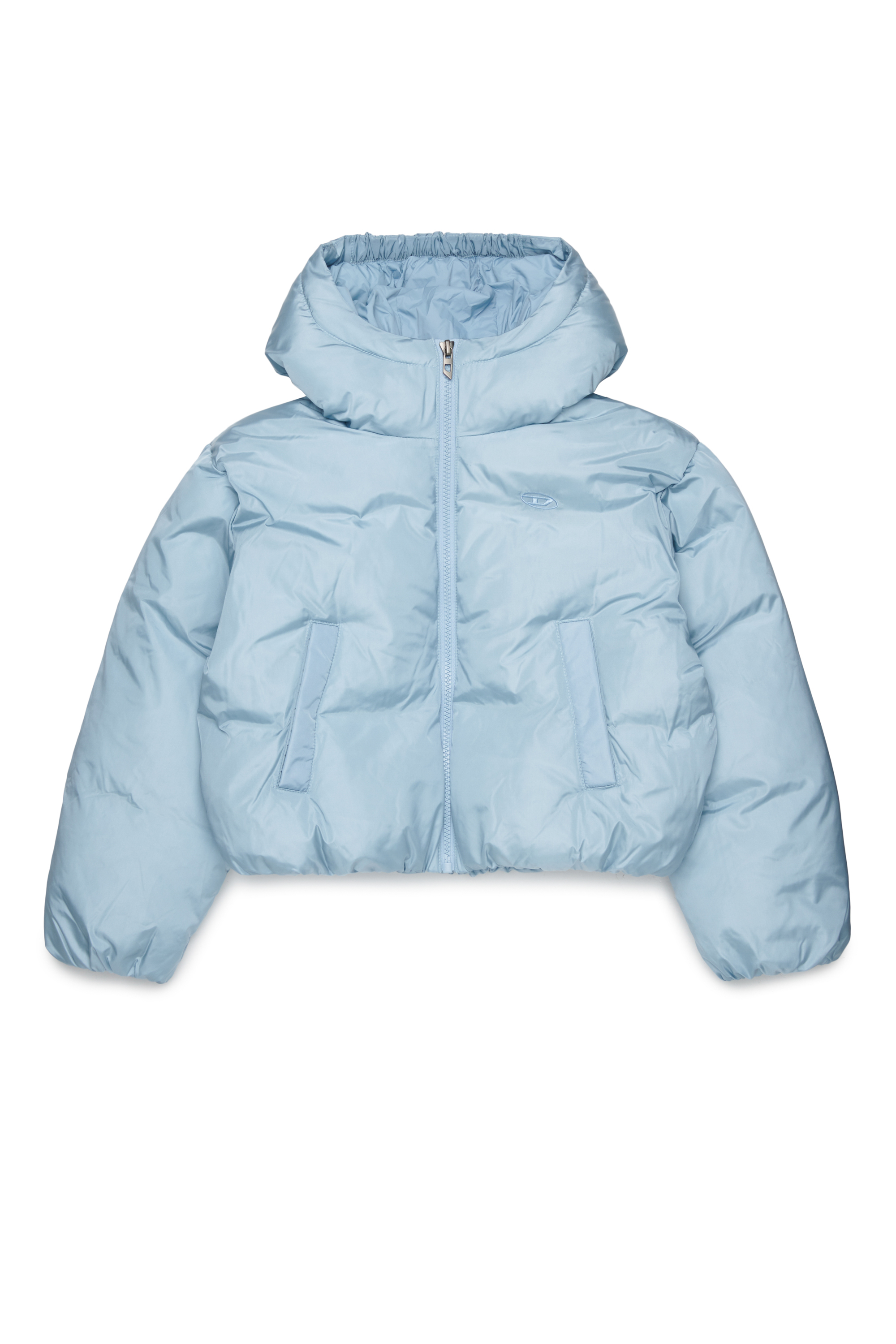 Diesel - JELKYM, Woman's Hooded puffer jacket in Light Blue - 1