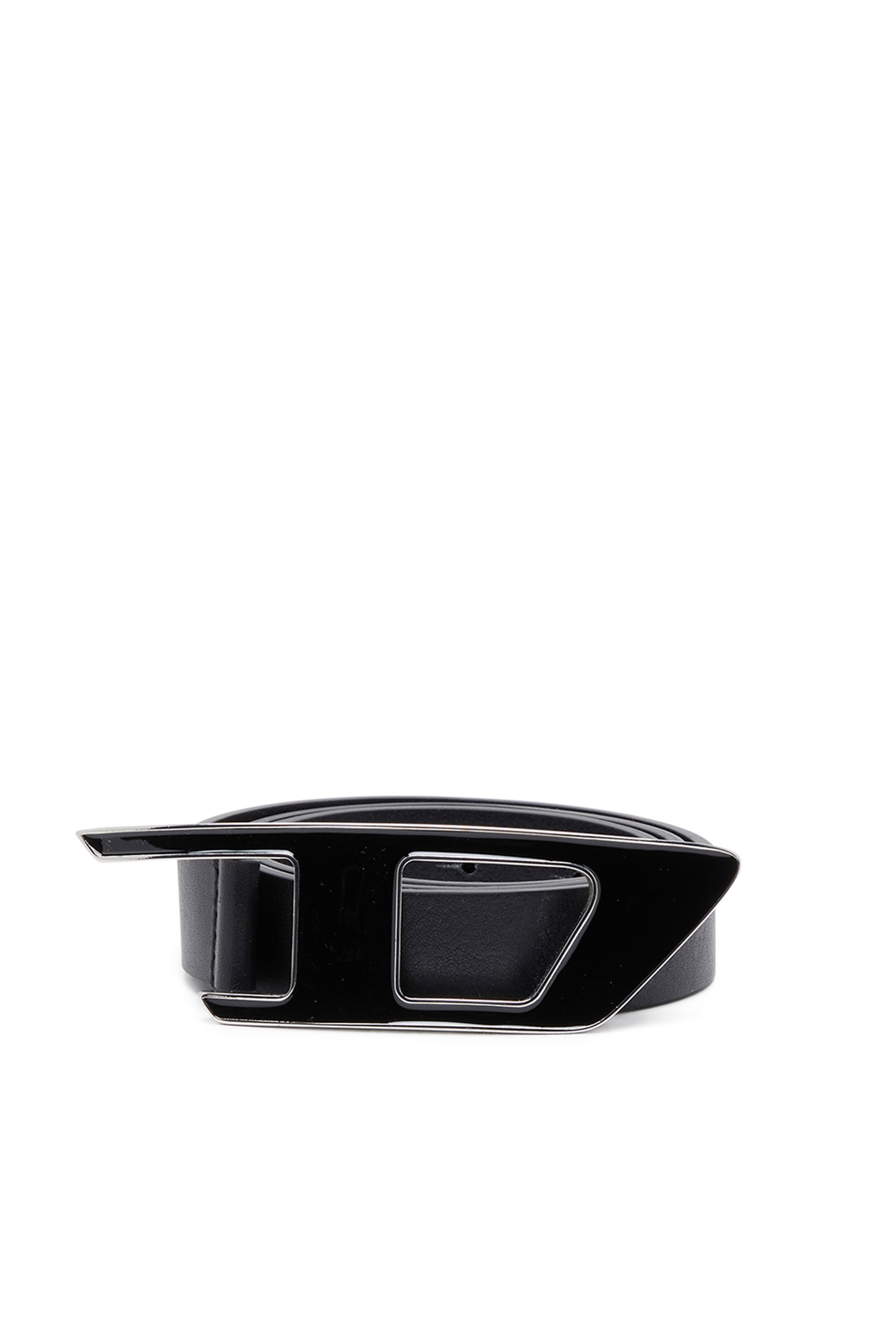 Diesel - B-DLOGO II, Woman's 2.5cm leather belt with enamelled d buckle in Black - 1