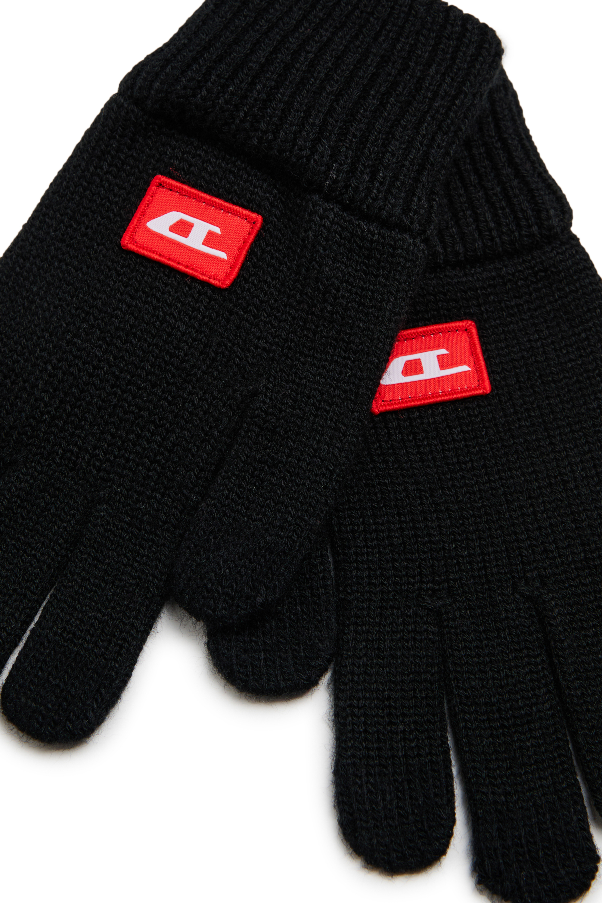 Diesel - NLOT, Unisex's Touchscreen gloves in wool-blend knit in Black - 2