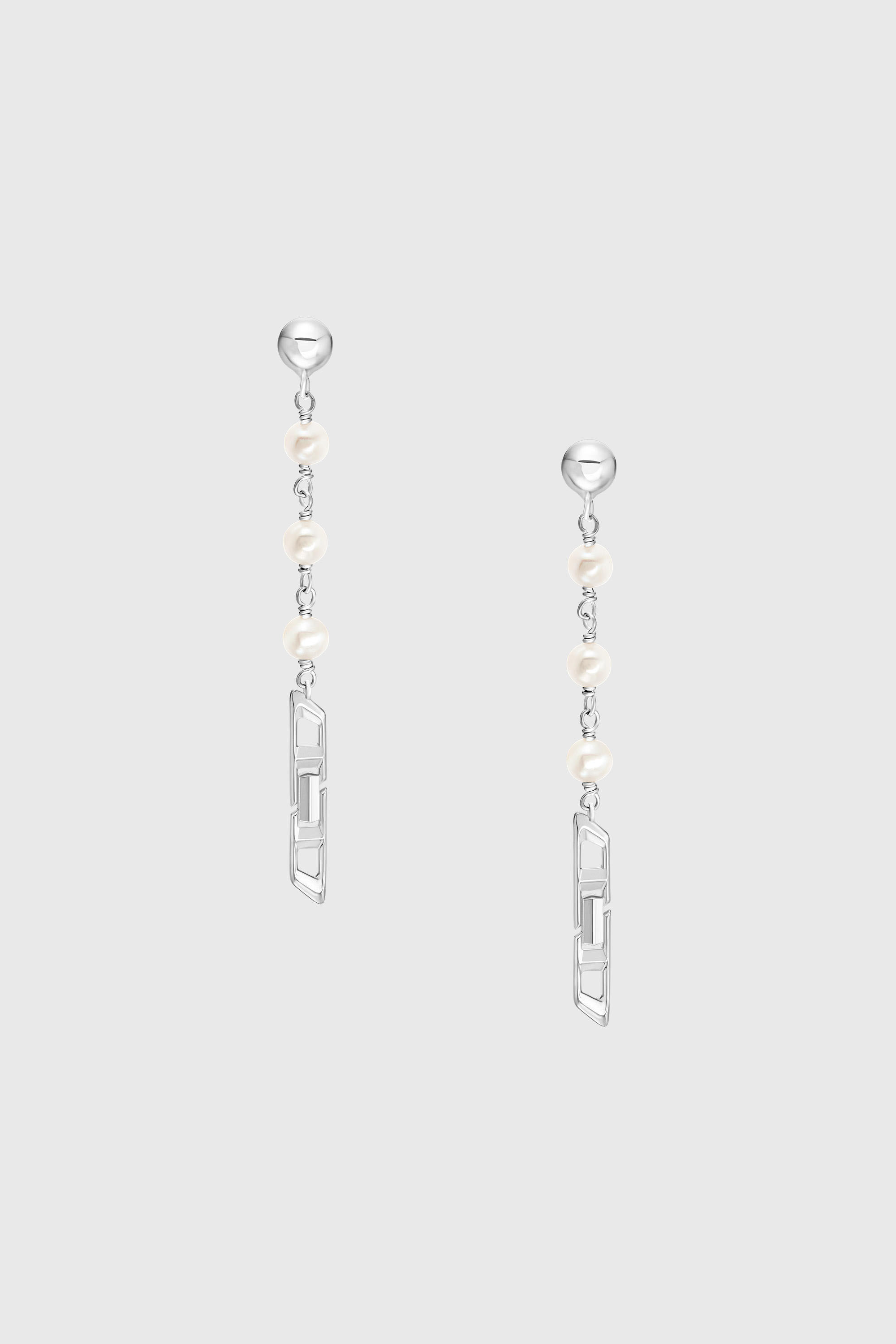 Diesel - DL1371040, Unisex's Sterling silver and pearl drop earrings in Silver - 2