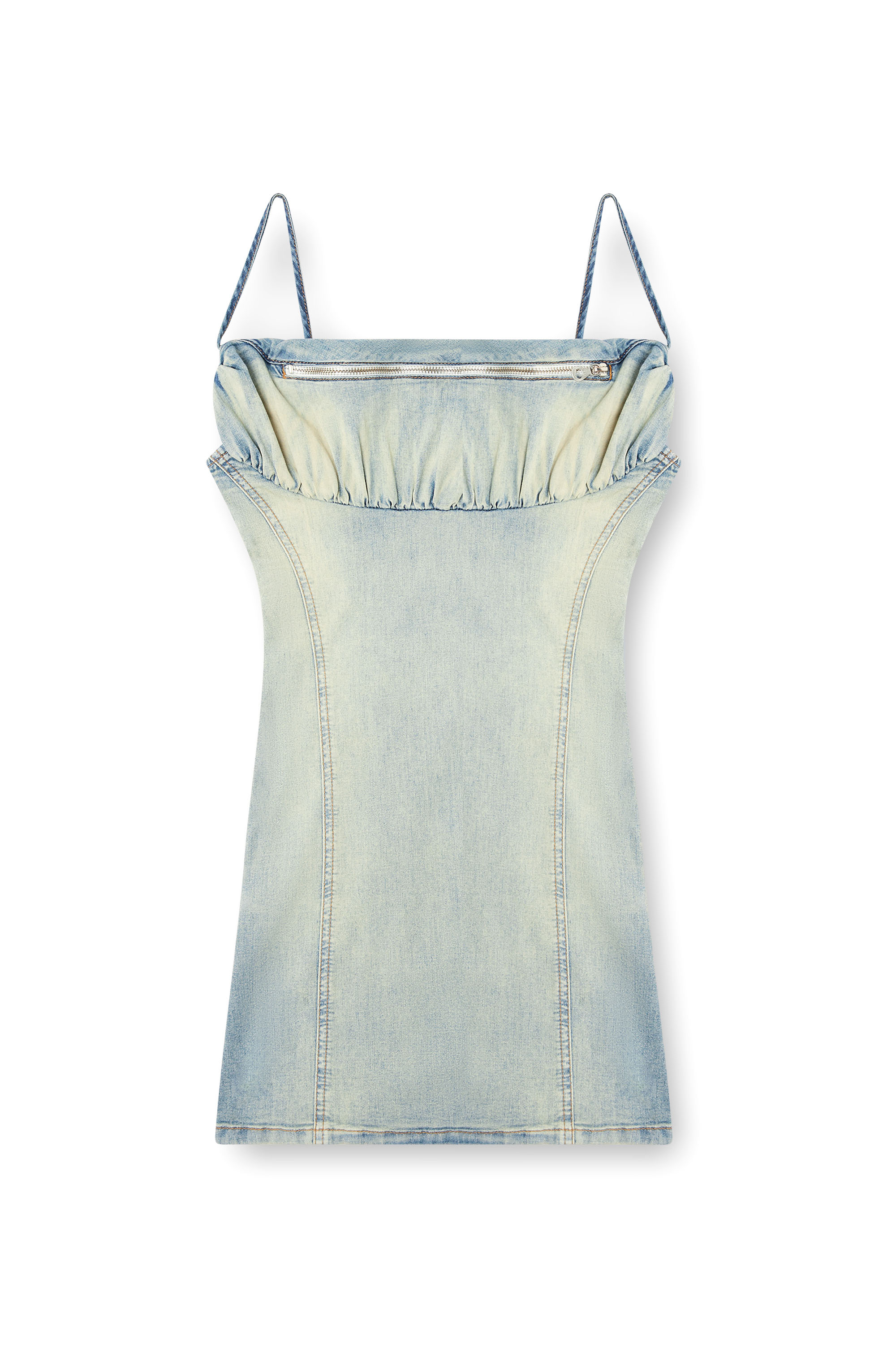 Diesel - DE-ELLIT-S, Woman's Denim dress with belt bag detailing in Light Blue - 1