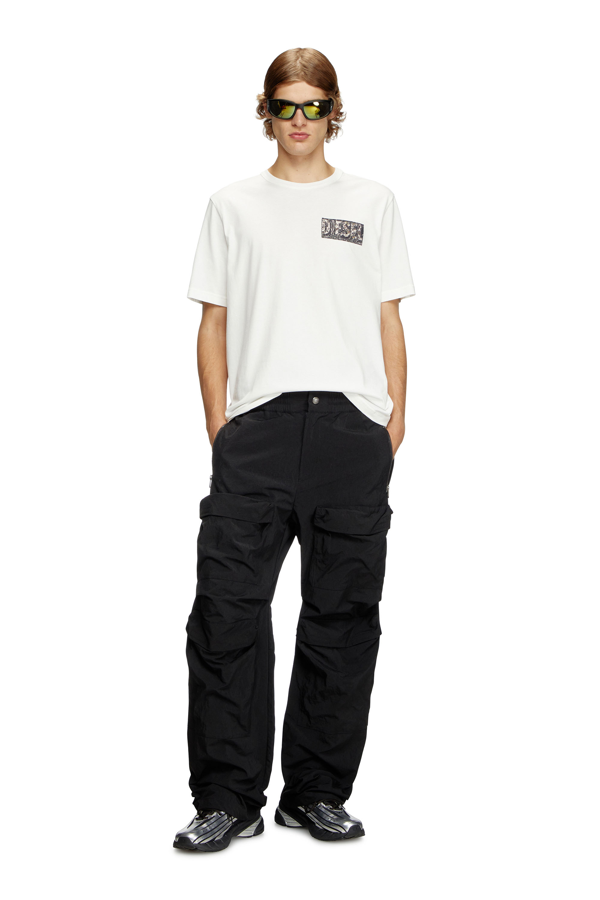 Diesel - P-DANZEL, Man's Utility pants in overdyed nylon in Black - 2