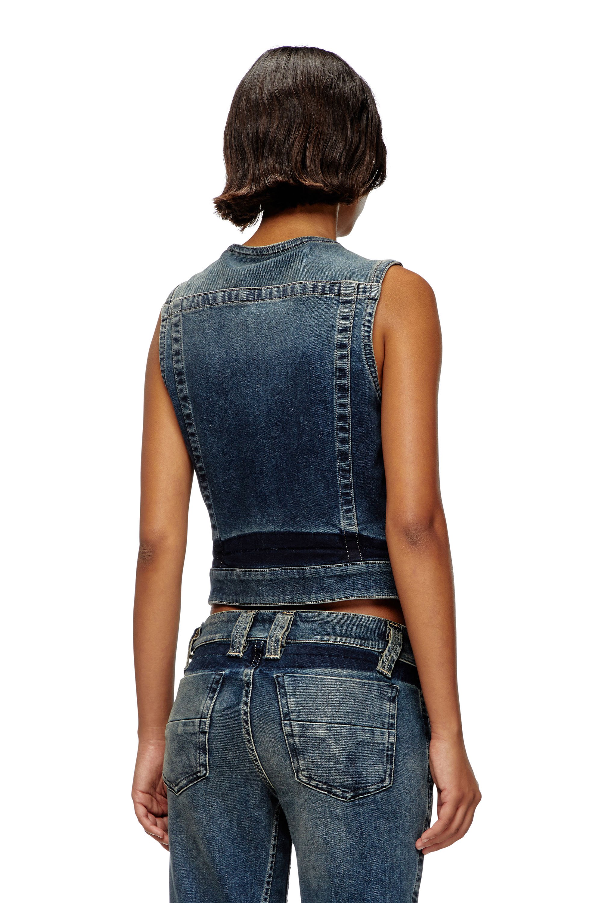 Diesel - DE-PROOF-RE, Woman's Zipped top in Rehab denim in Dark Blue - 5