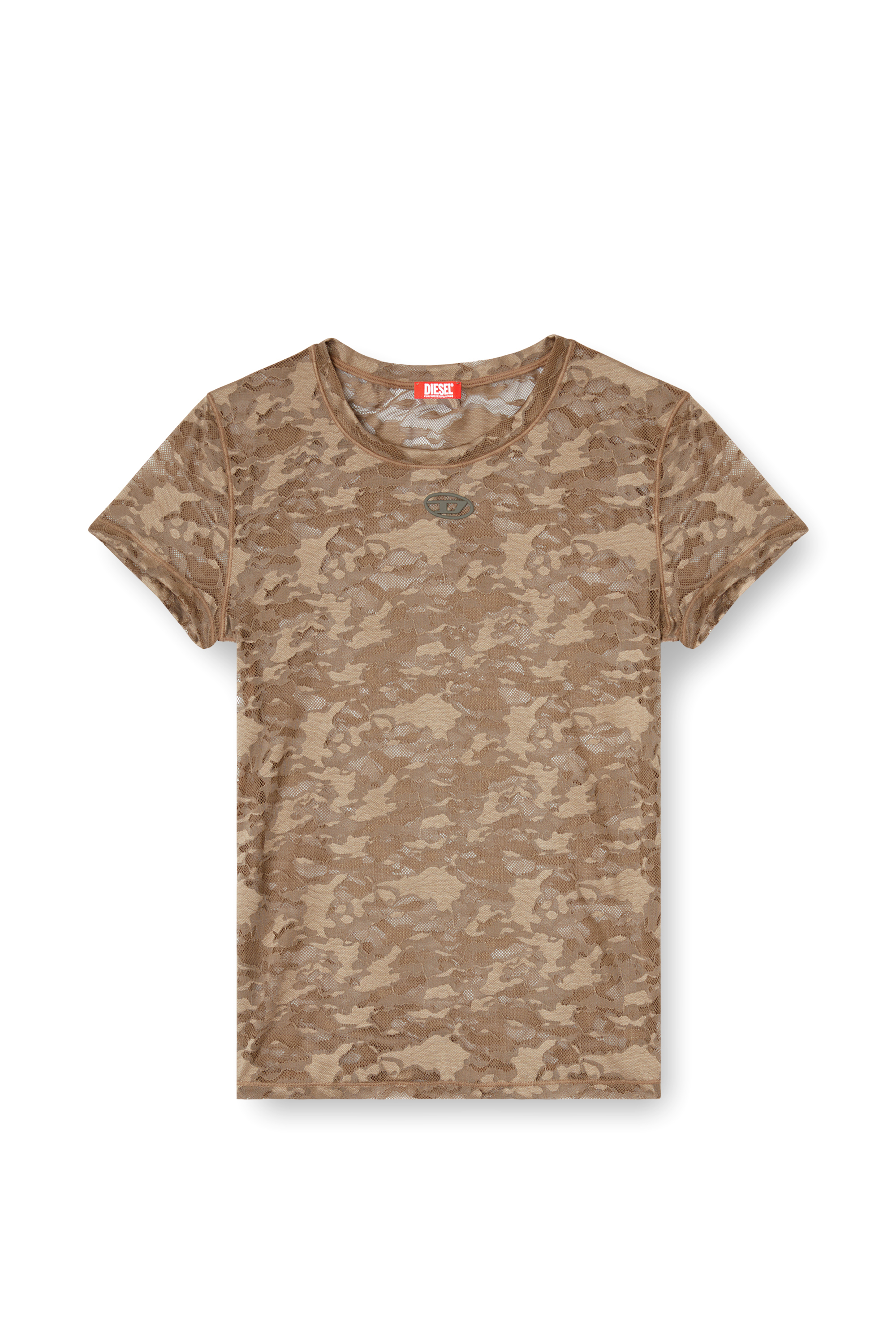 Diesel - KASIA-UTLT, Woman's Camo lace T-shirt in Brown - 2