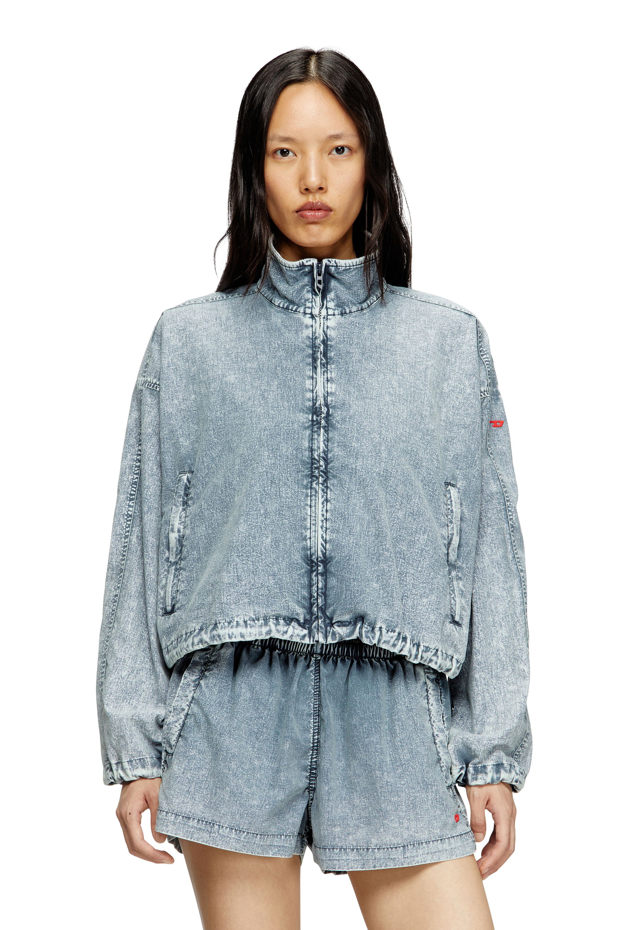 G-LEAM-R1, Light Blue Diesel - G-LEAM-R1, Woman's Cropped jacket in recycled nylon taslan in Light Blue - 3