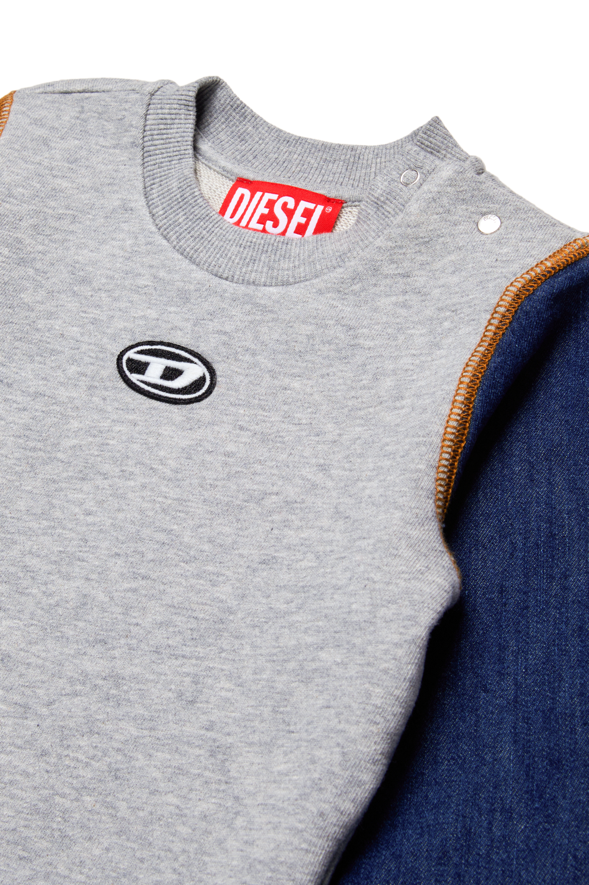 Diesel - SNOAHB, Unisex's Sweatshirt with denim sleeves in Grey/Blue - 3