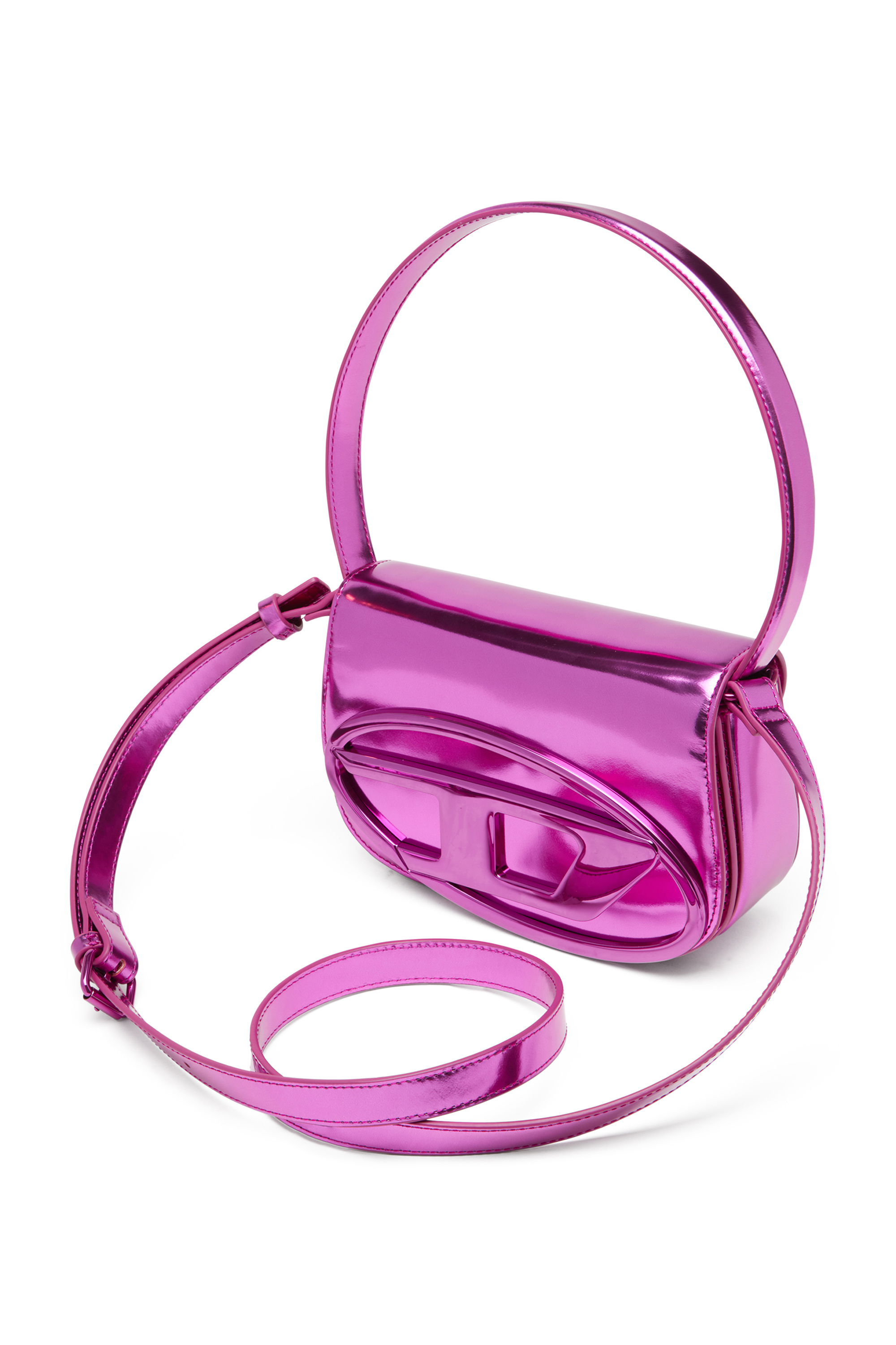 Diesel - 1DR, Woman's 1DR-Iconic shoulder bag in mirrored leather in Hot pink - 5