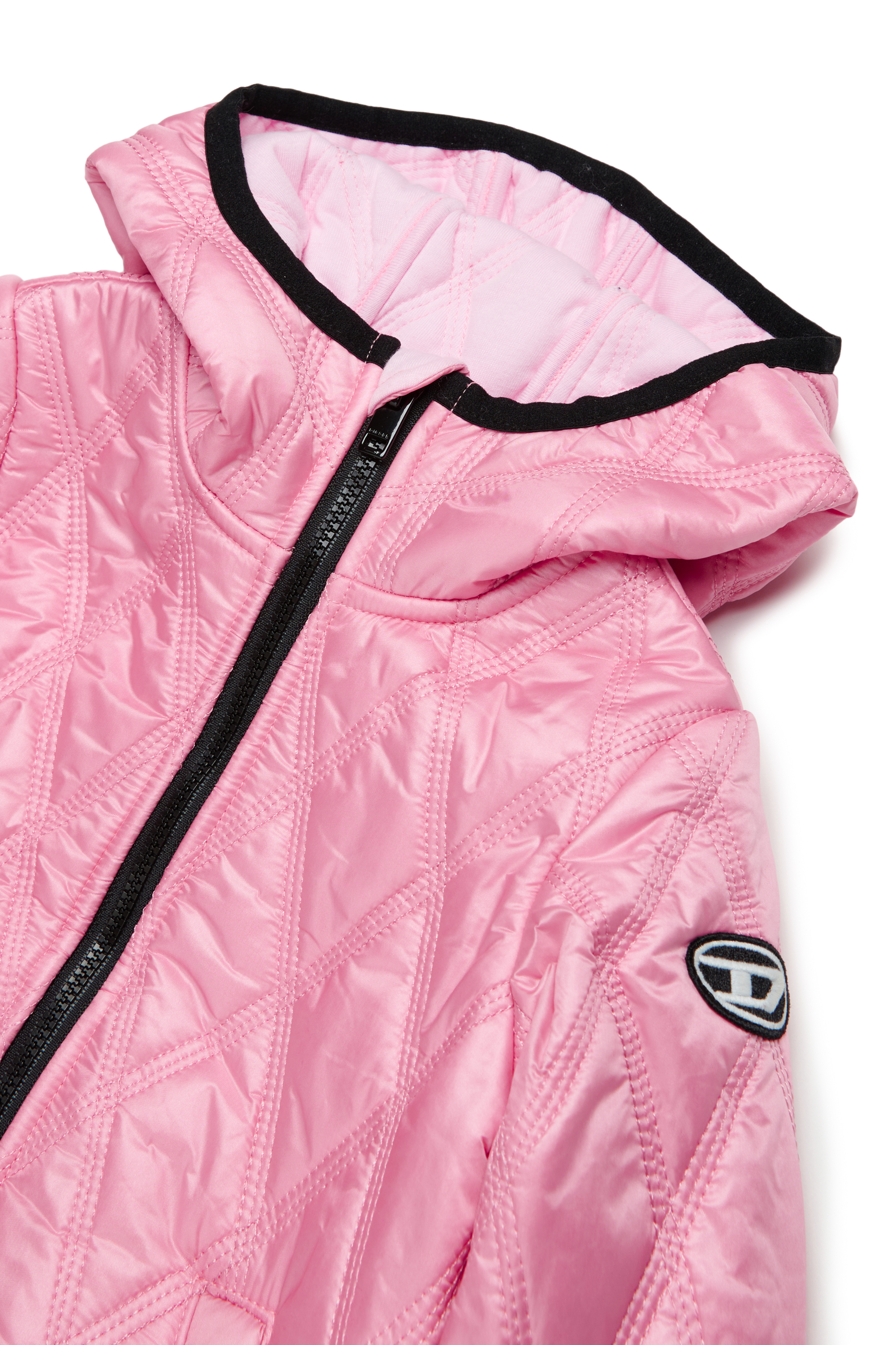Diesel - JFOKKERB, Unisex Hooded quilted jacket with Oval D patch in Pink - Image 3