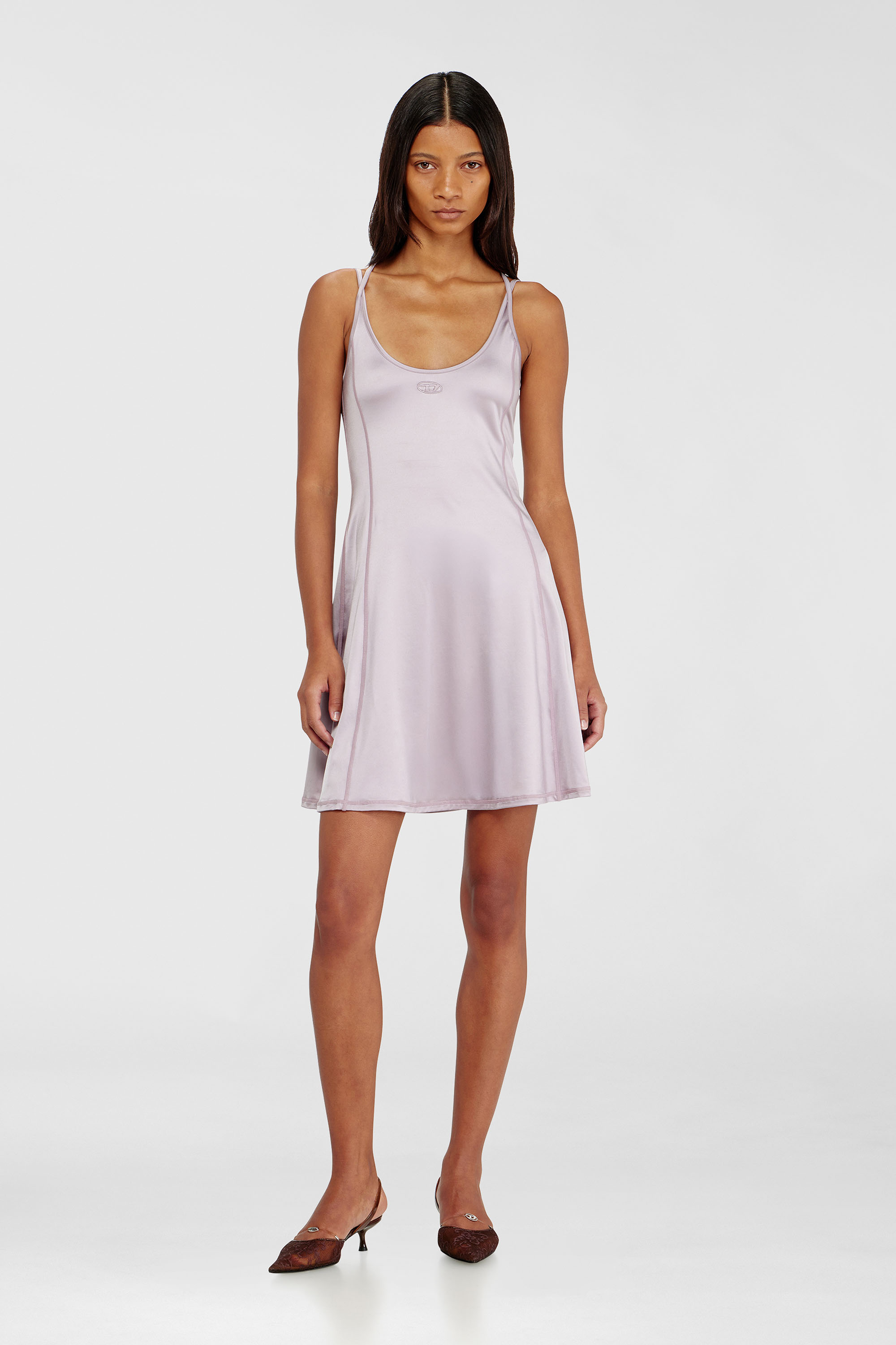 Diesel - D-IMMY, Woman's Fluid mini dress with double straps in Lilac - 1