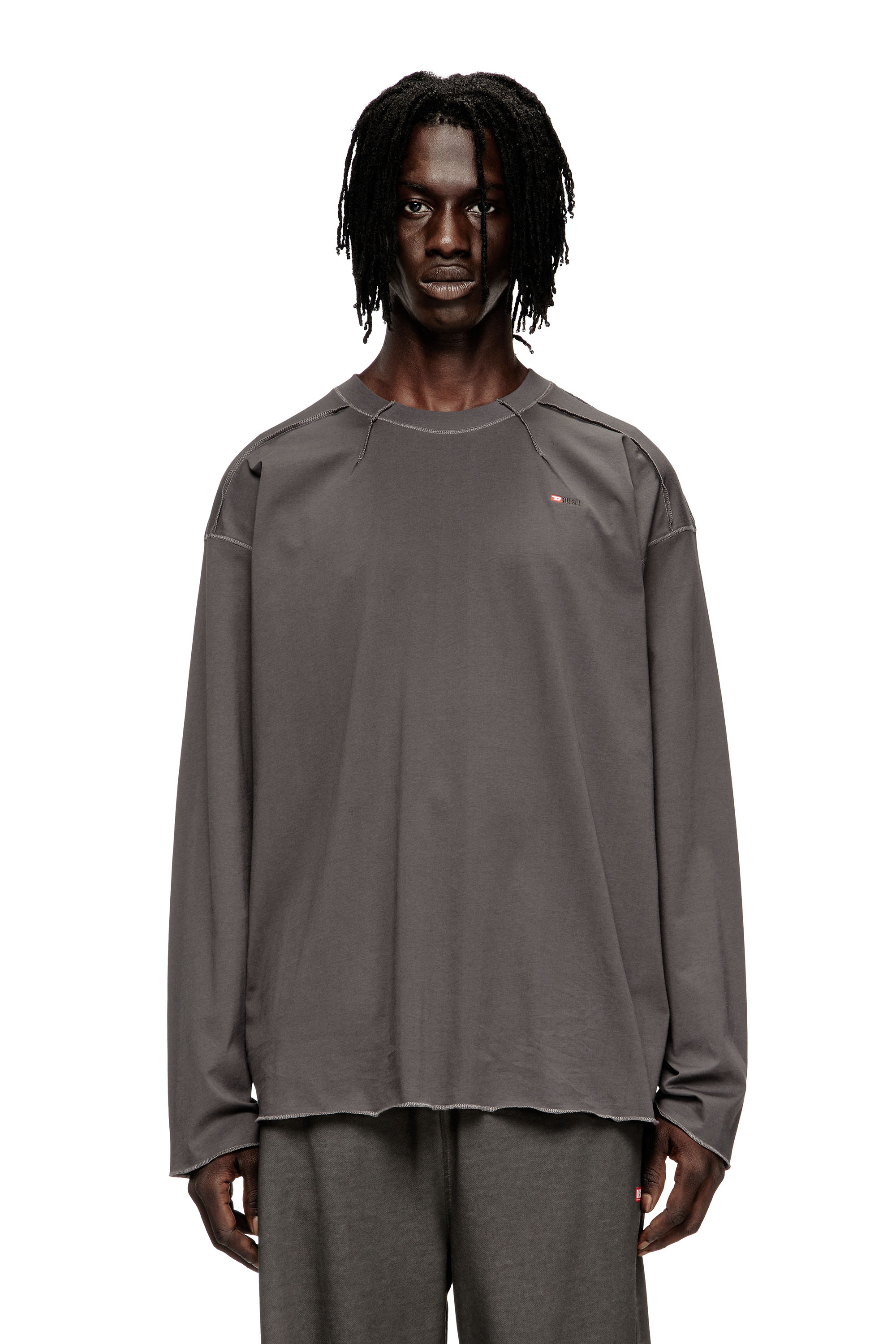 Diesel - T-CRAHOR-BOXT-LS-T1, Man's Cotton T-shirt in Grey - 1