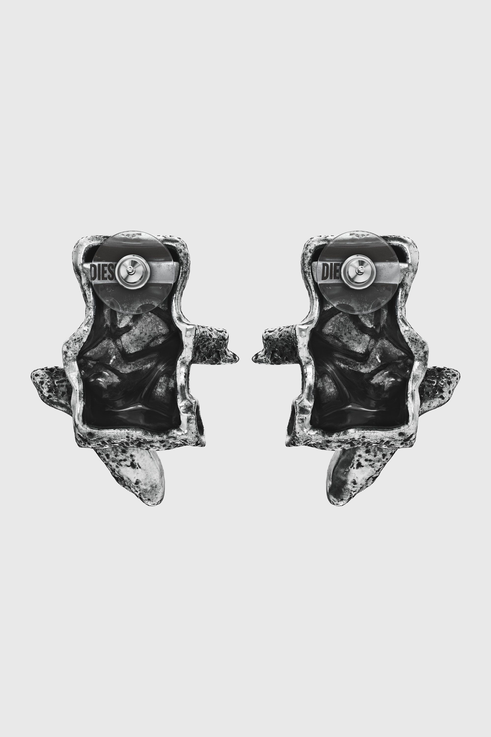 Diesel - DX1710040 JEWELLERY, Unisex's Silver-tone stud earrings in Dark grey - 3
