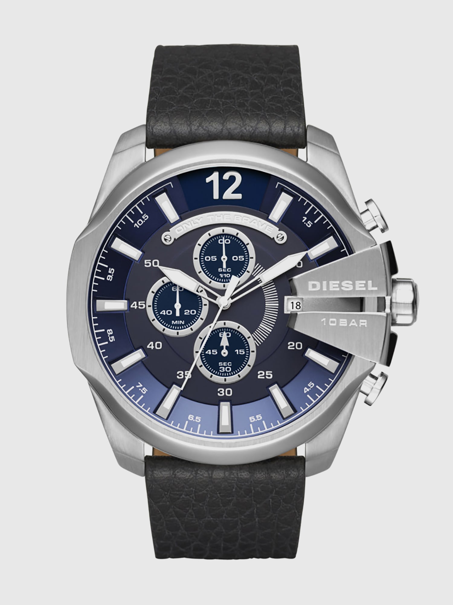 DZ4423 Man: Mega Chief black leather watch with diesel tag | Diesel