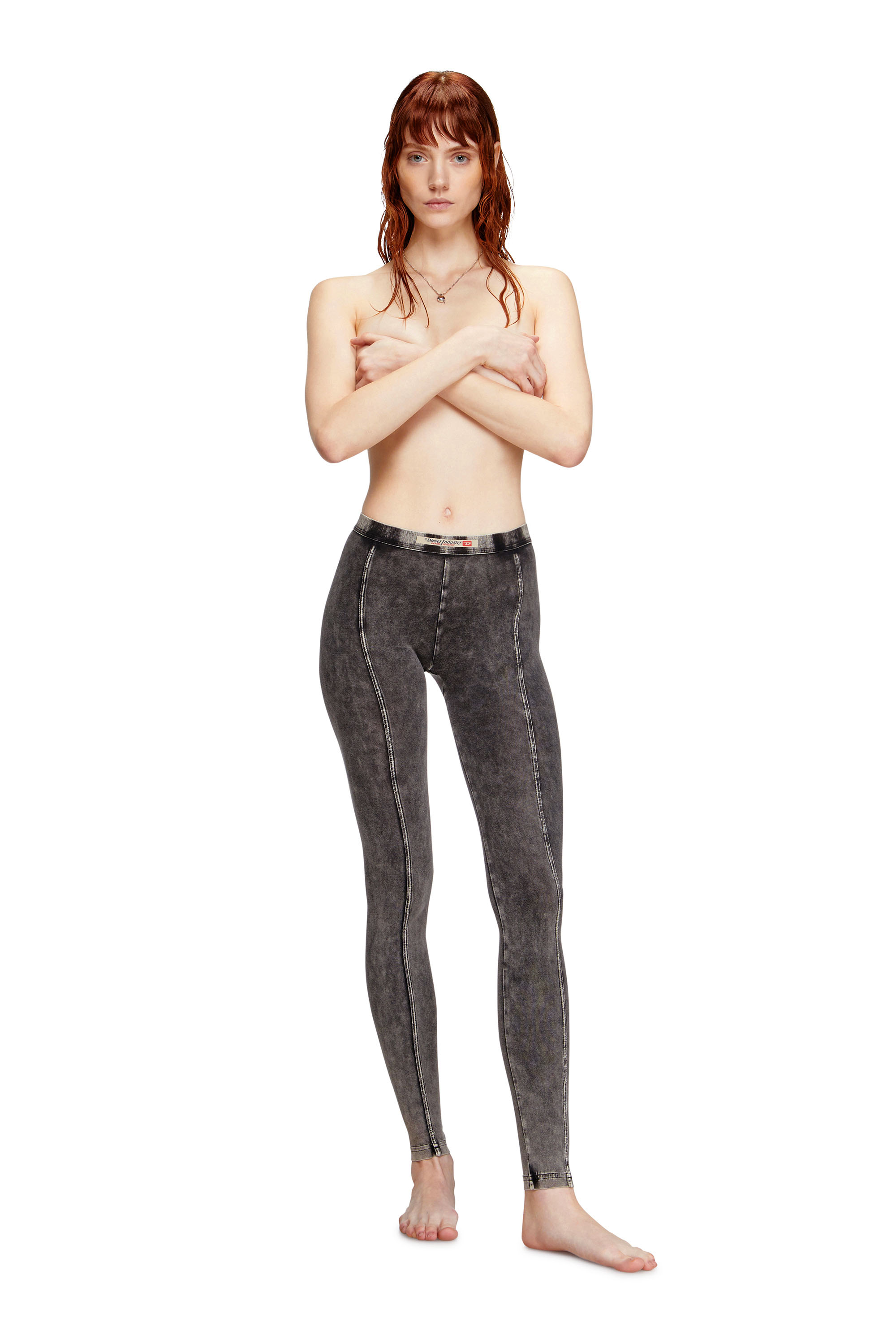 Diesel - ATHENA-DNM, Woman's Jeggings in denim-effect jersey in Black - 2