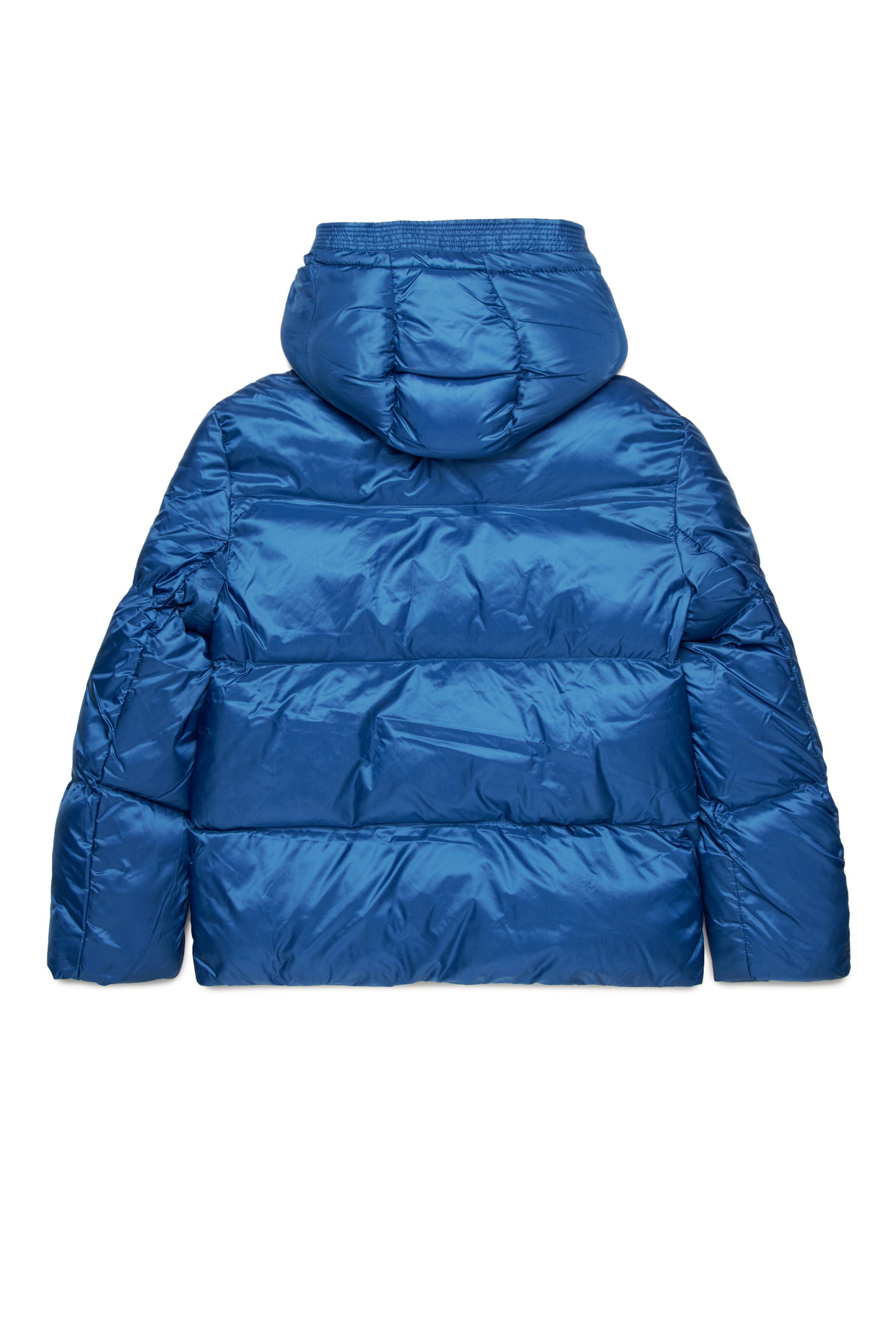 Diesel - JWROLFS, Unisex Hooded puffer jacket in shiny nylon in Blue - Image 2