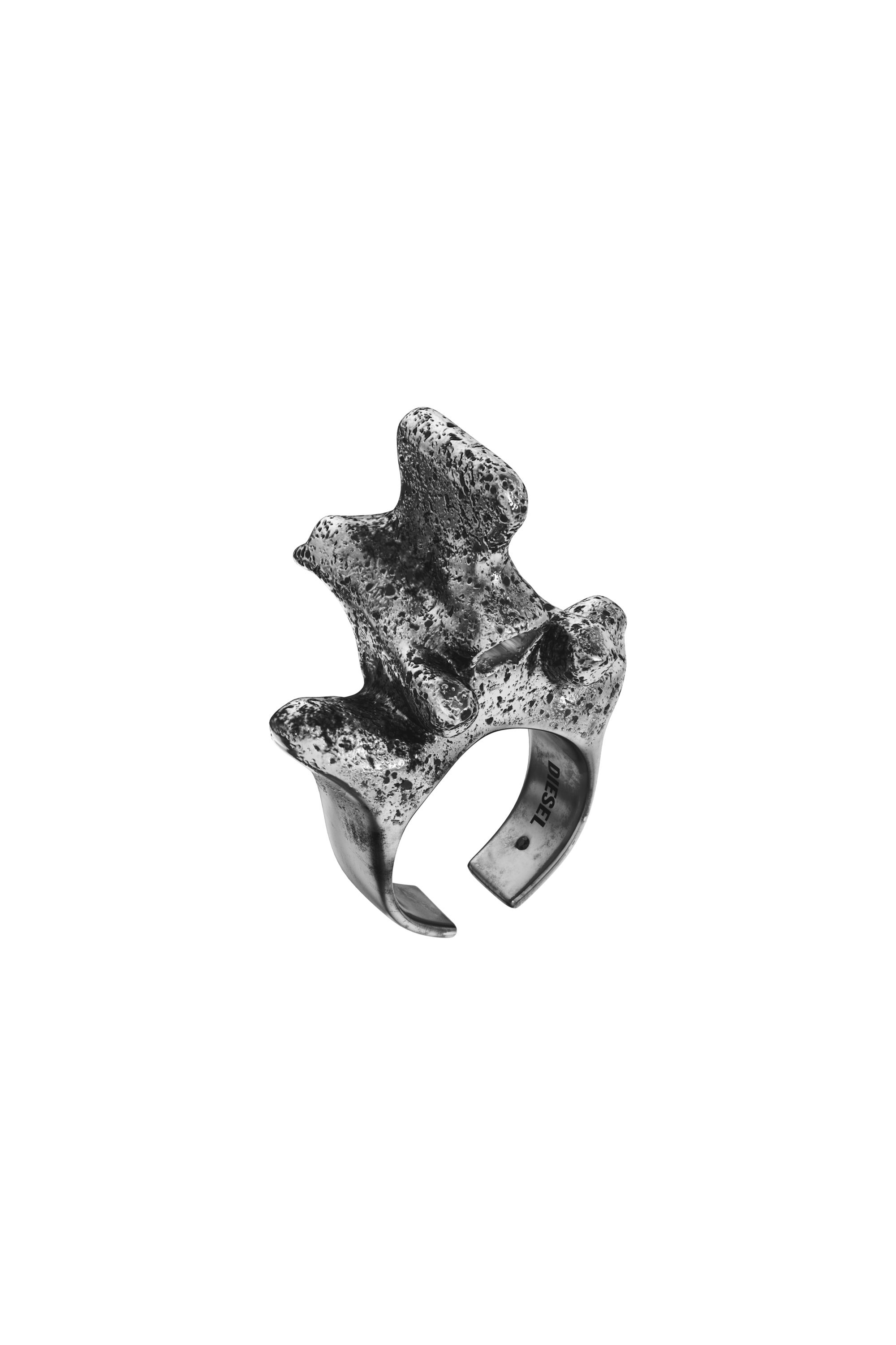 Diesel - DX1708040 JEWELLERY, Unisex's Silver-tone center focal ring in Dark grey - 1