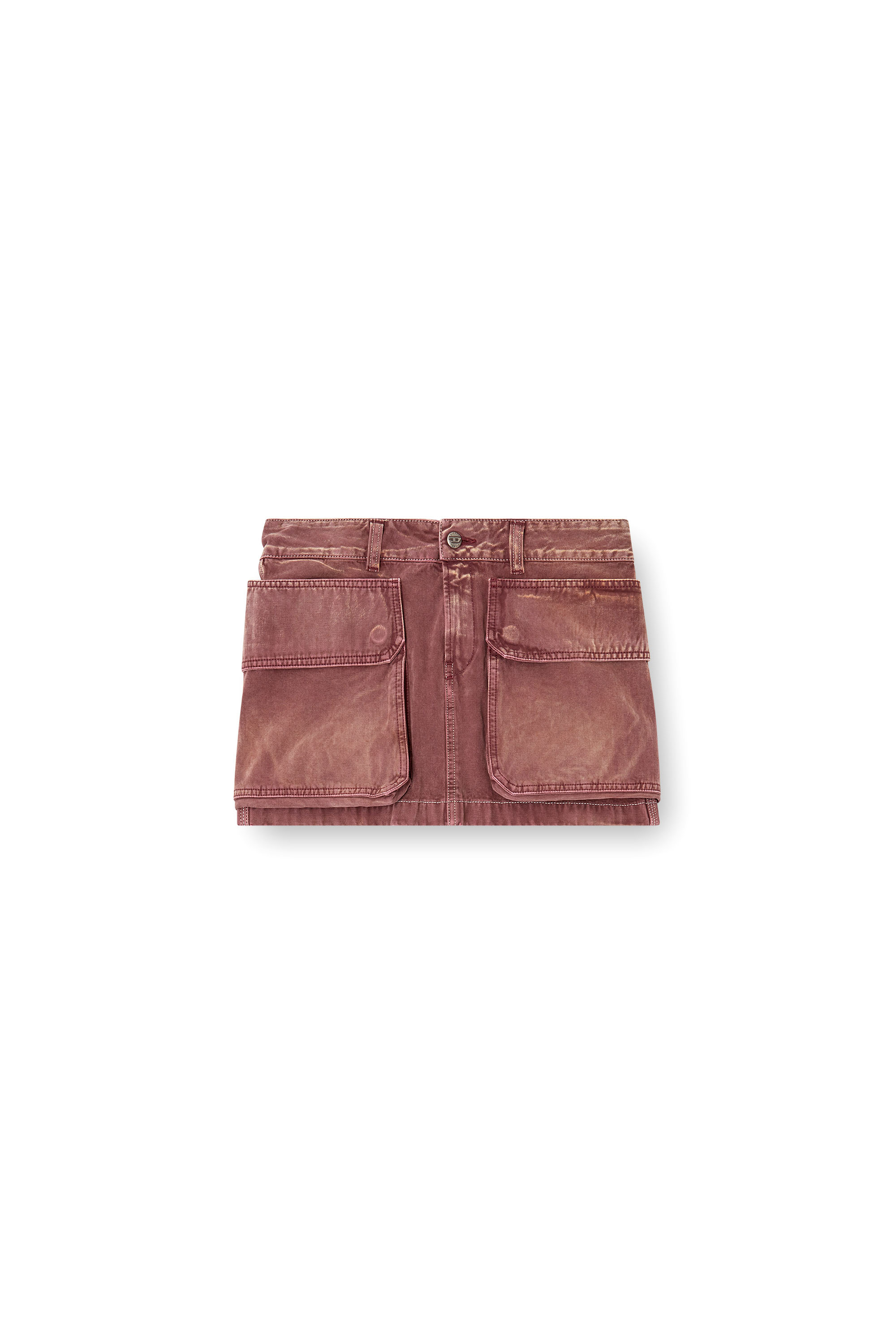 Diesel - DE-TON, Woman's Denim miniskirt with patch pockets in Brown - 3